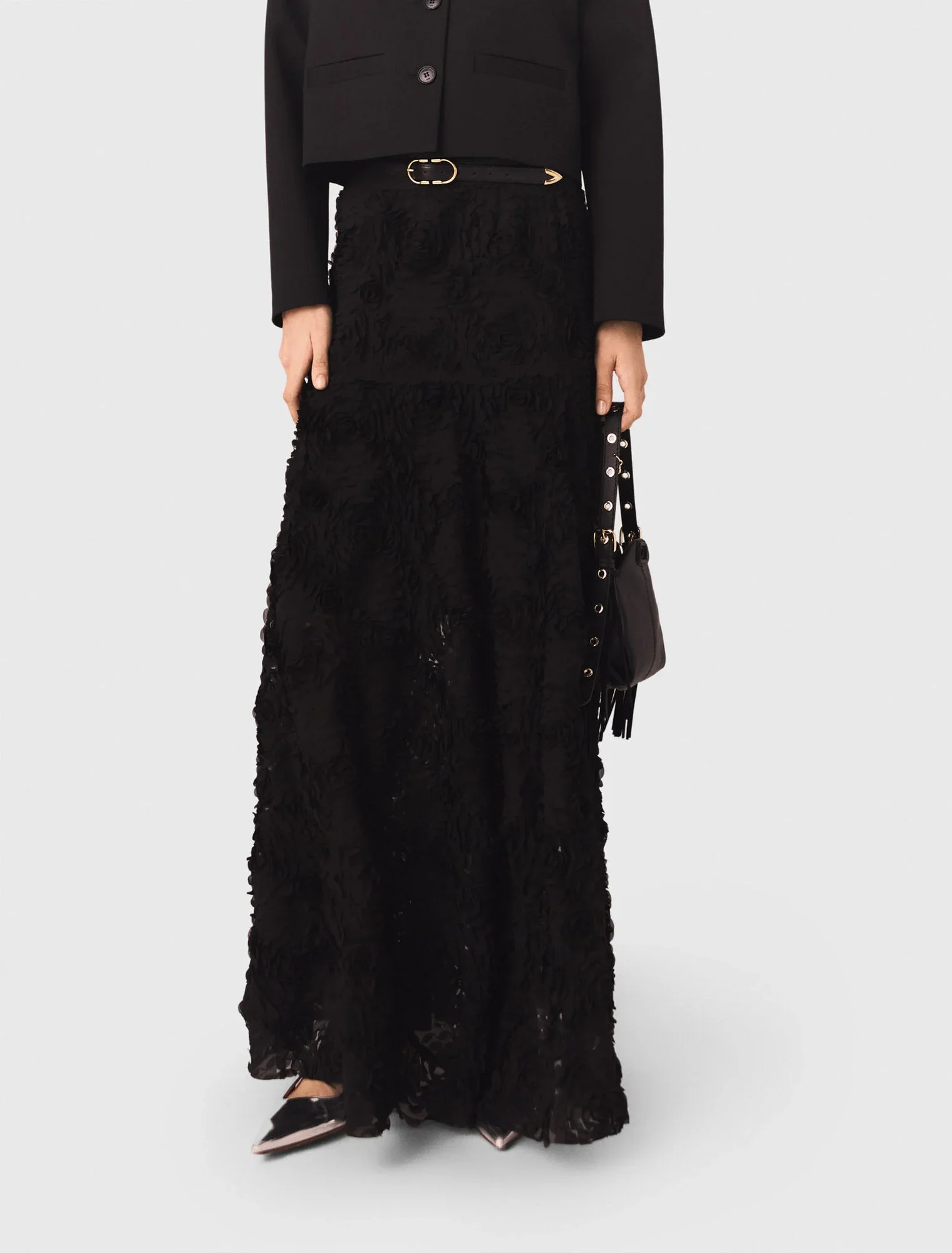Long embroidered skirt Black - Image 5