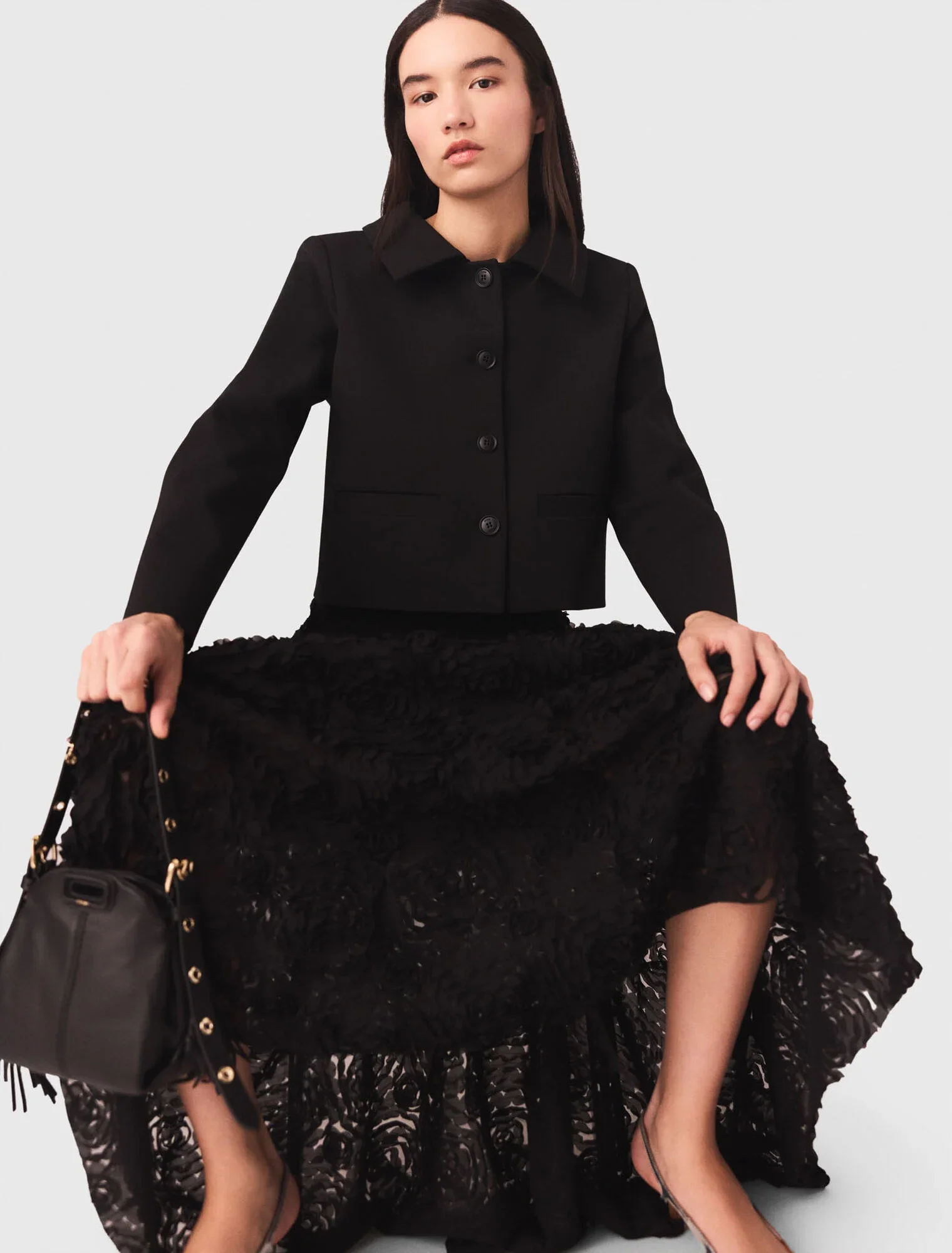 Long embroidered skirt Black - Image 6