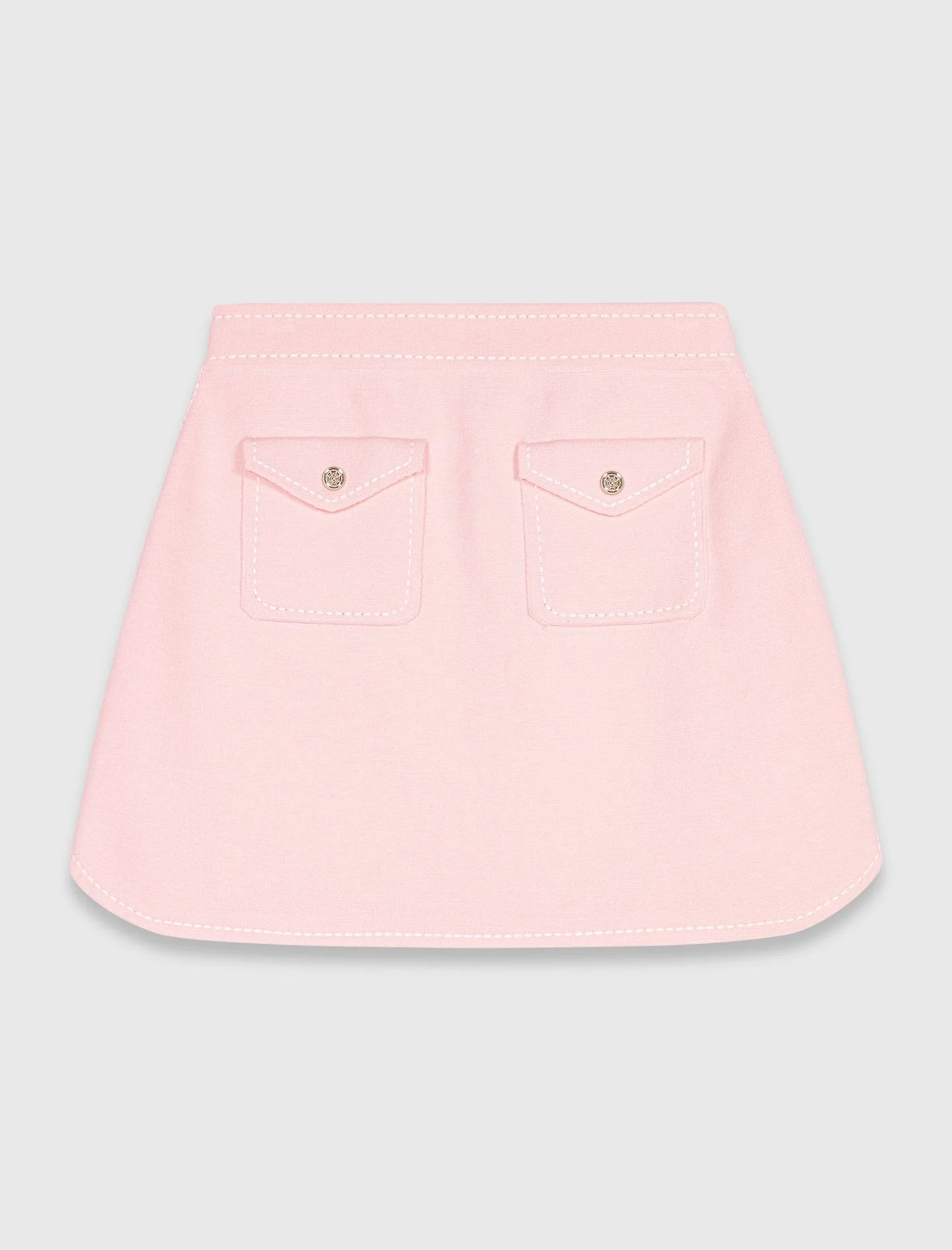 Short topstitched knit skirt Pink - Image 7