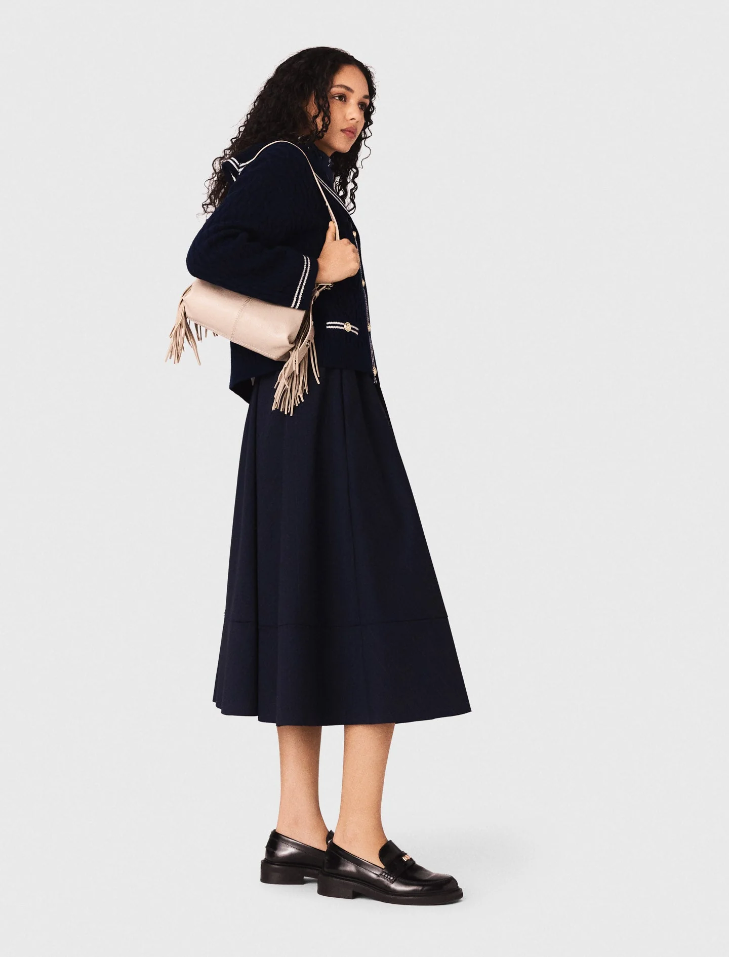 Striped tailored midi skirt - Image 3