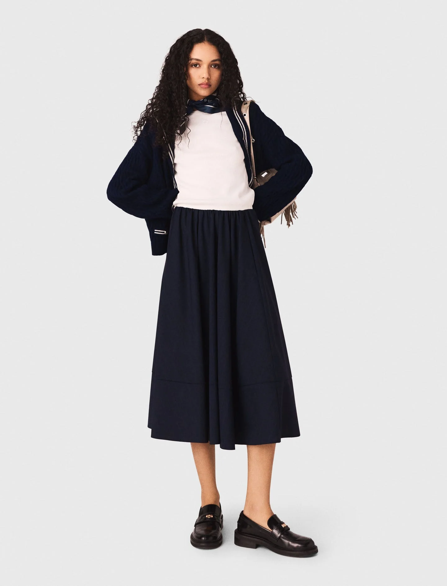 Striped tailored midi skirt - Image 5