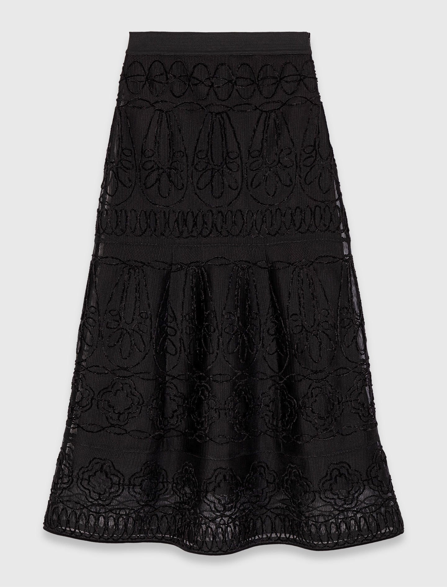 Embroidered Basket-Weave Knit Skirt Black - Image 7