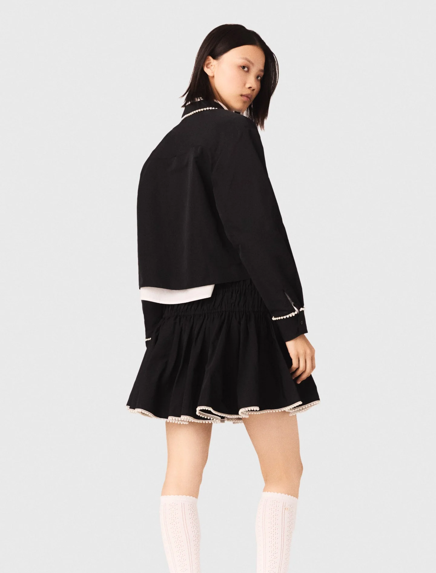 Beaded Taffeta Skirt Black - Image 3