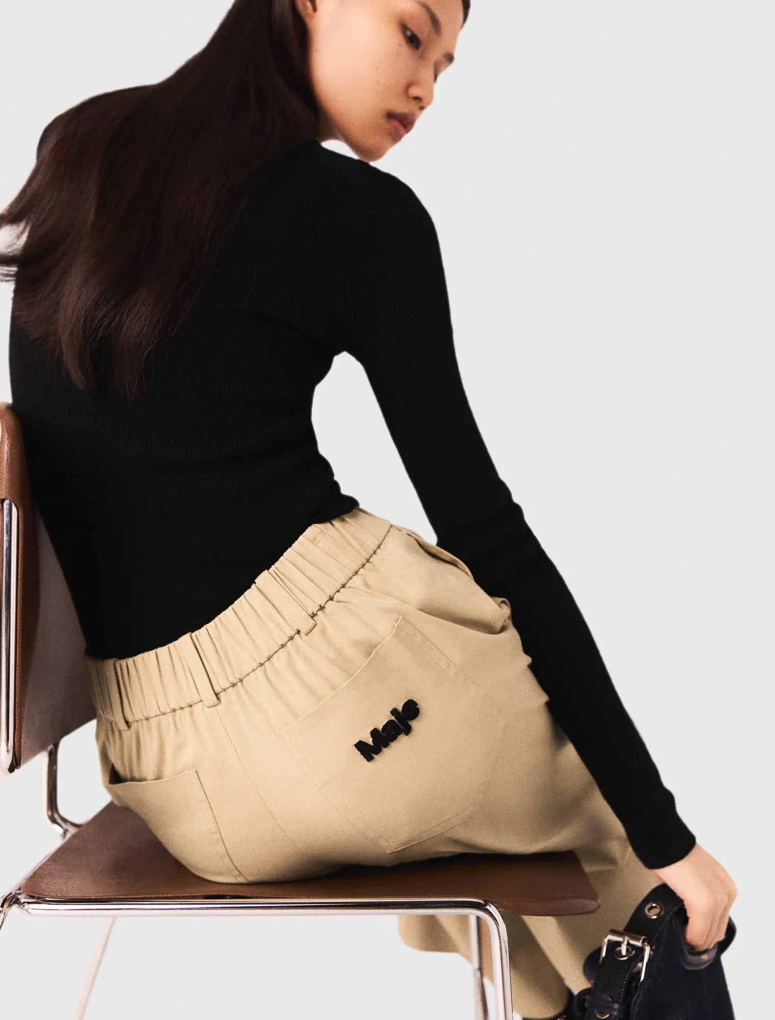 Wide-leg cotton trousers Beige Light - Image 8