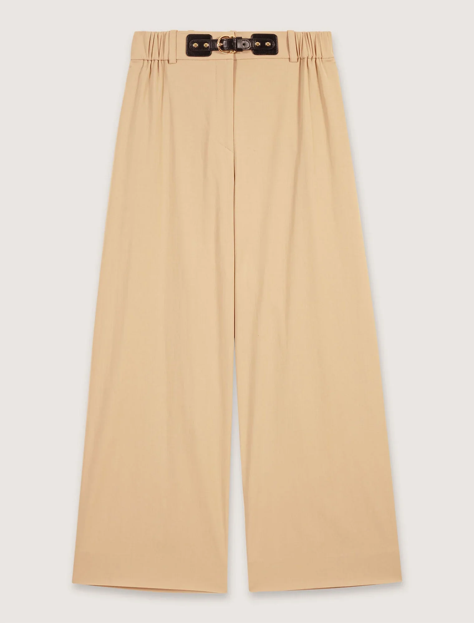 Wide-leg cotton trousers Beige Light - Image 9