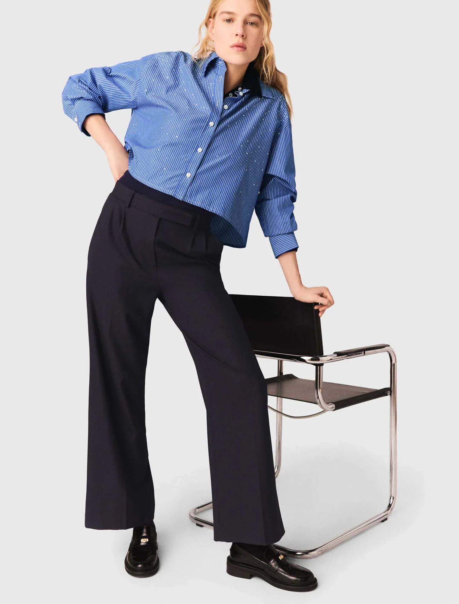 Wide-leg suit trousers Black - Image 4