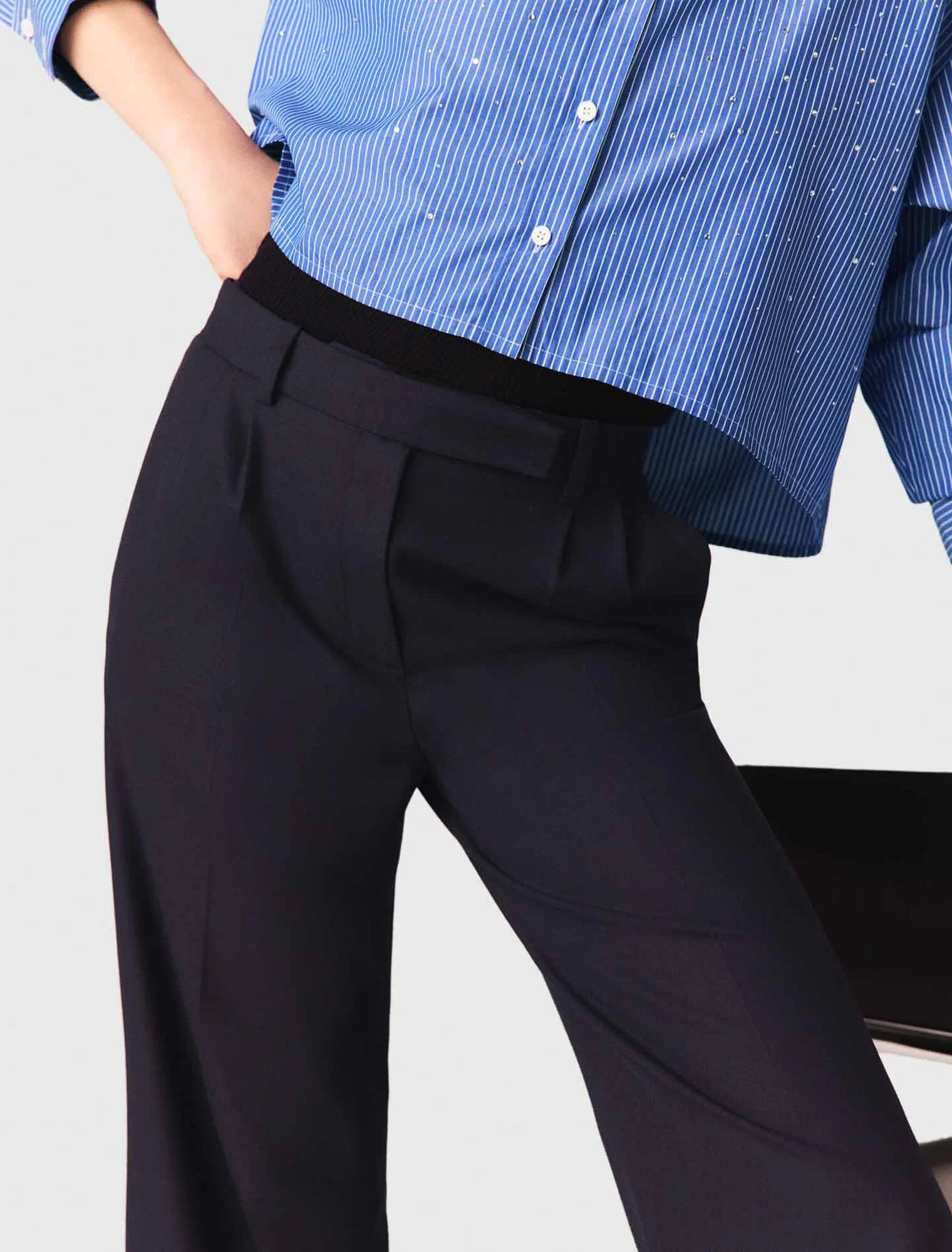 Wide-leg suit trousers Black - Image 6