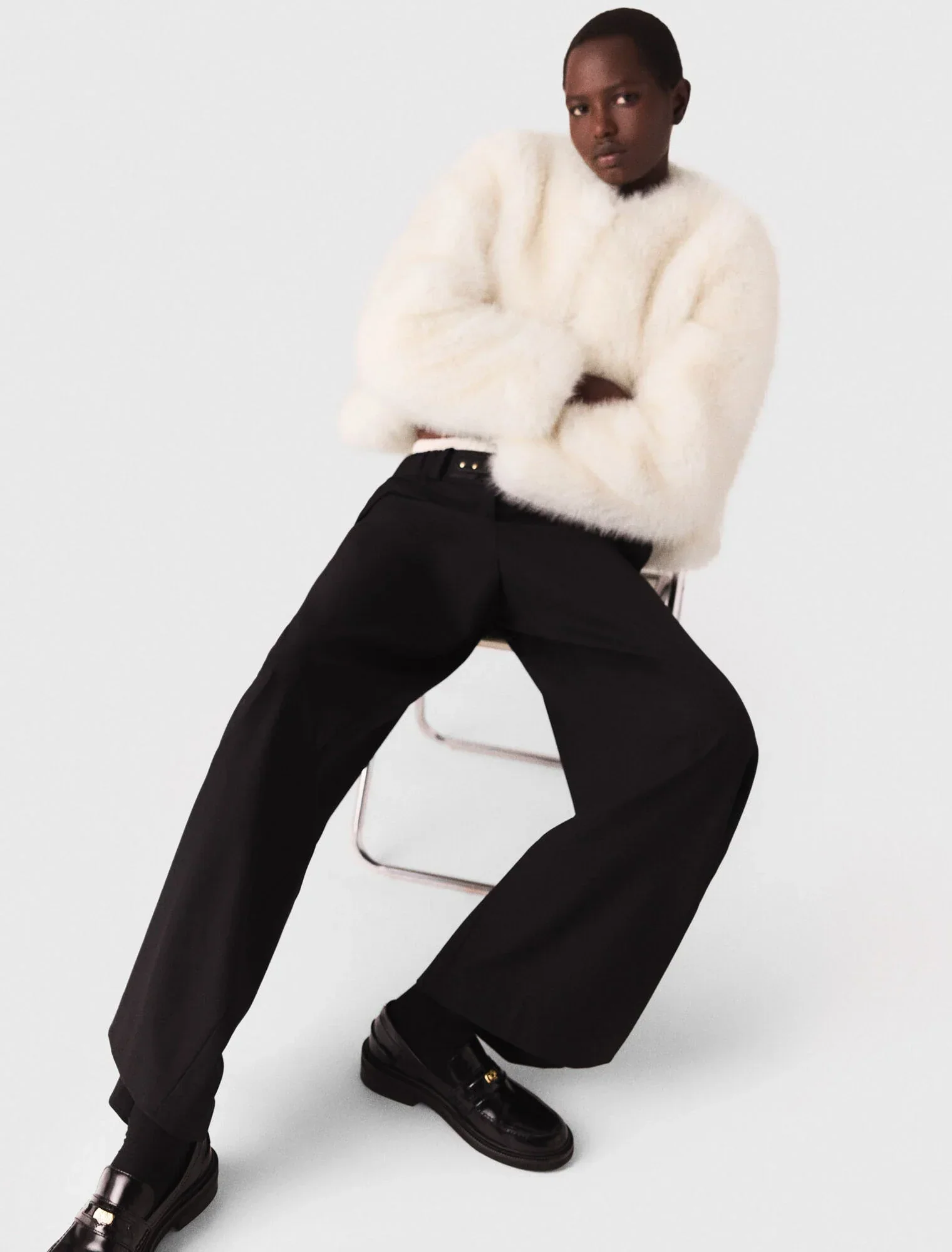 Wide-leg suit trousers Black - Image 6