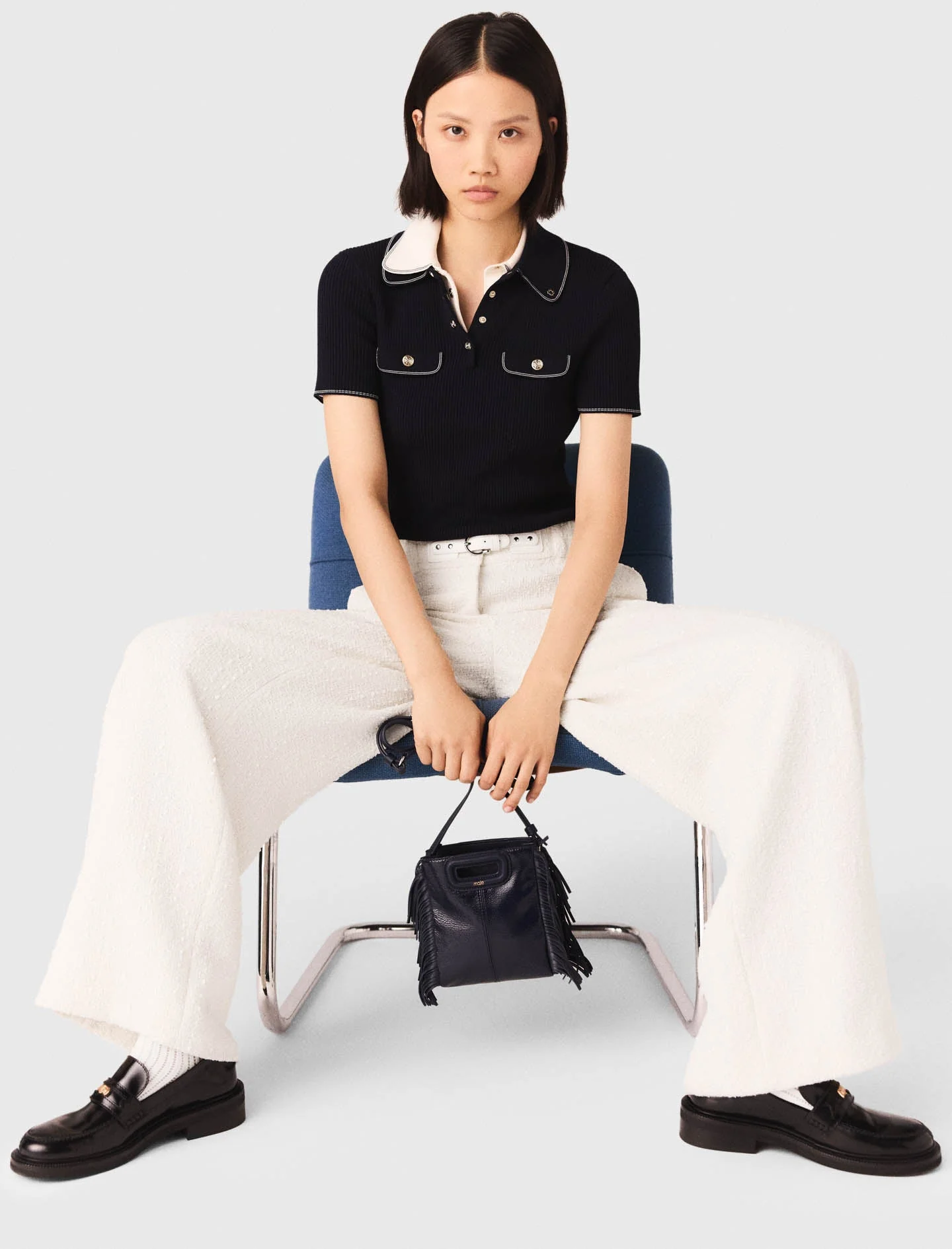 Wide-leg tweed trousers - Image 3