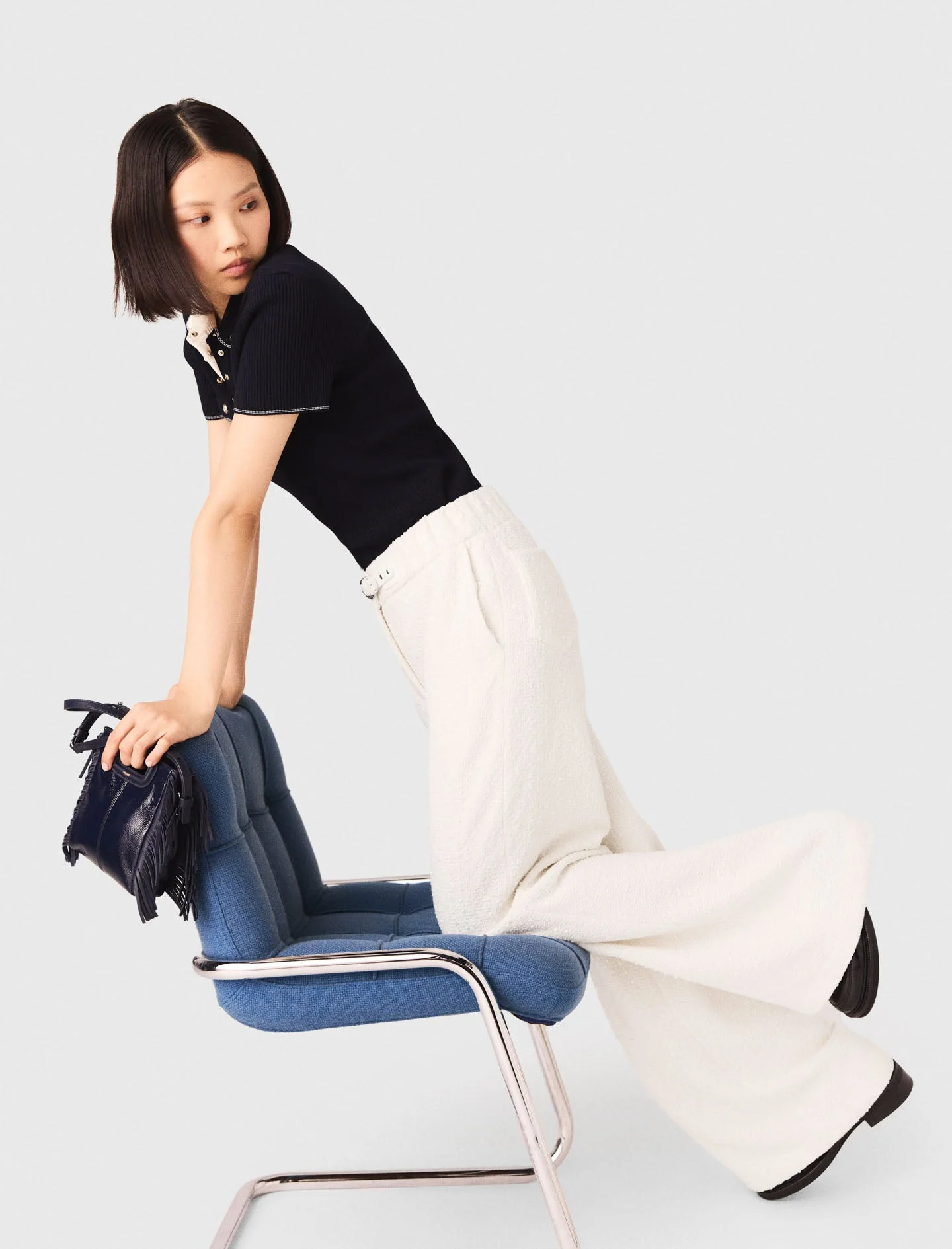 Wide-leg tweed trousers - Image 5