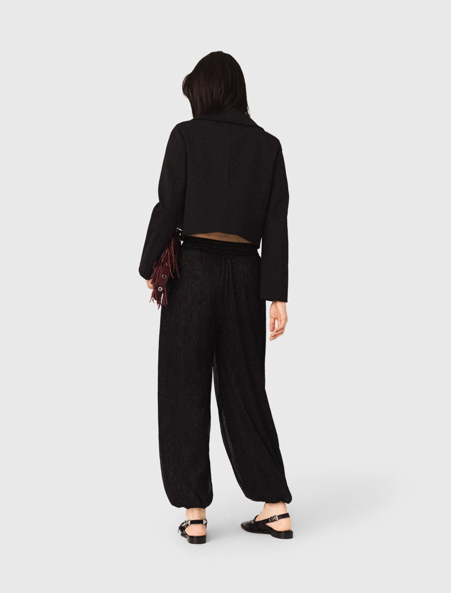 Metallic Harem Trousers Black - Image 3