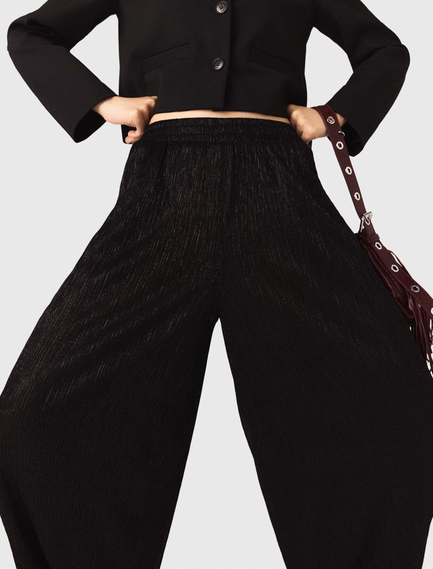 Metallic Harem Trousers Black - Image 5
