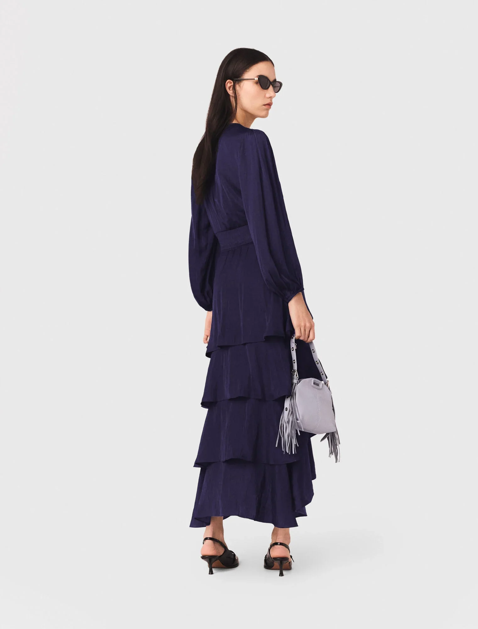 Ruffled maxi dress Navy - Image 3