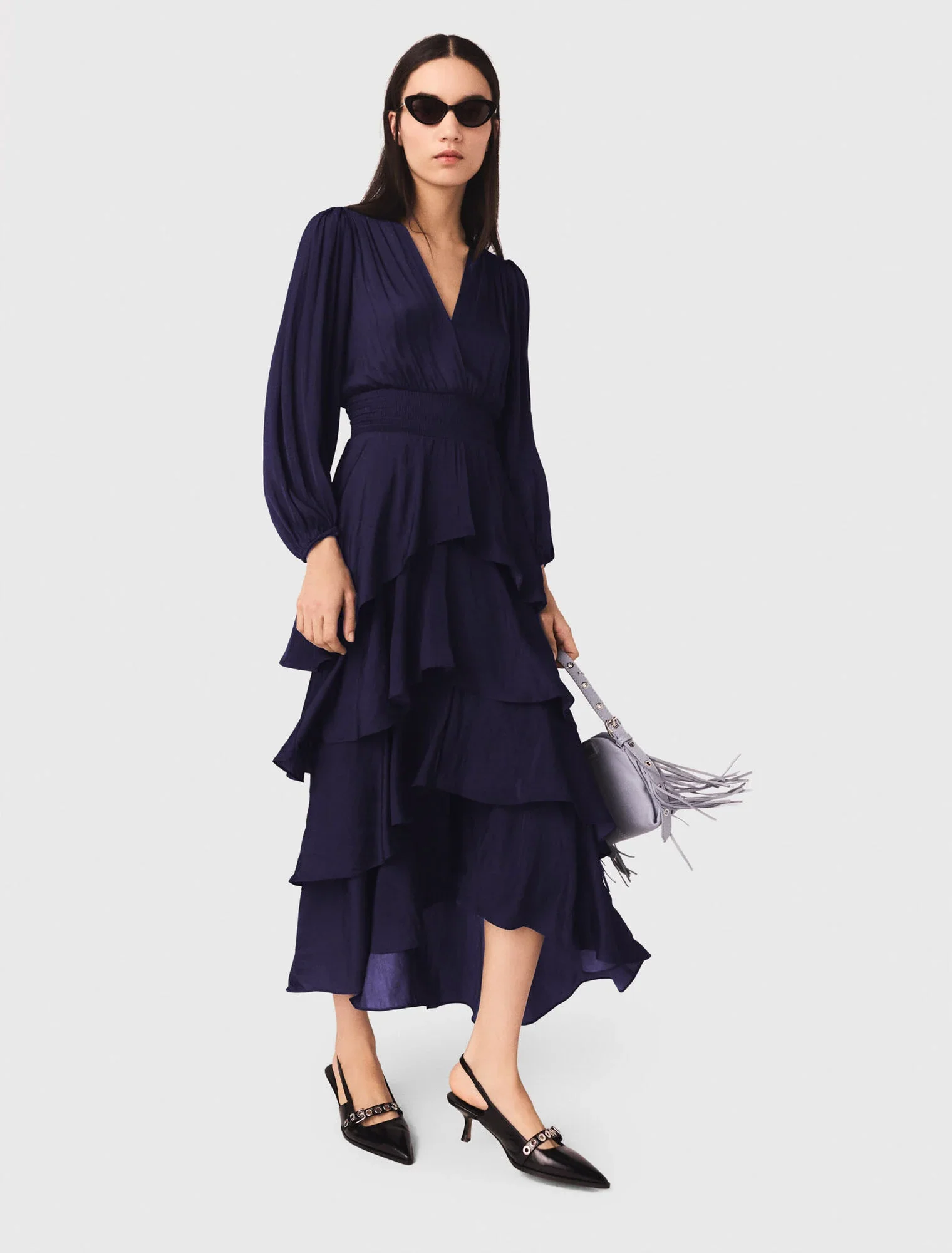 Ruffled maxi dress Navy - Image 4