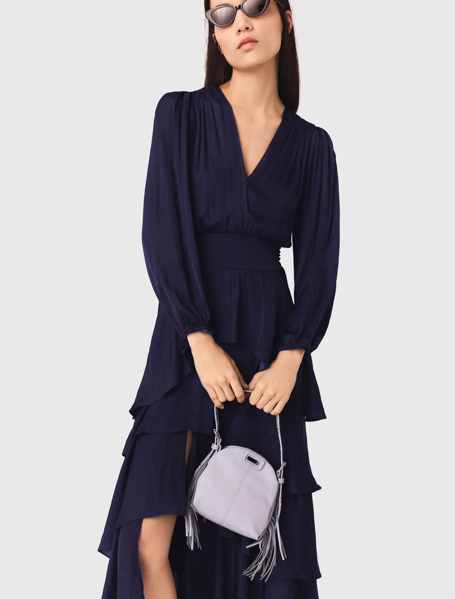 Ruffled maxi dress Navy - Image 6