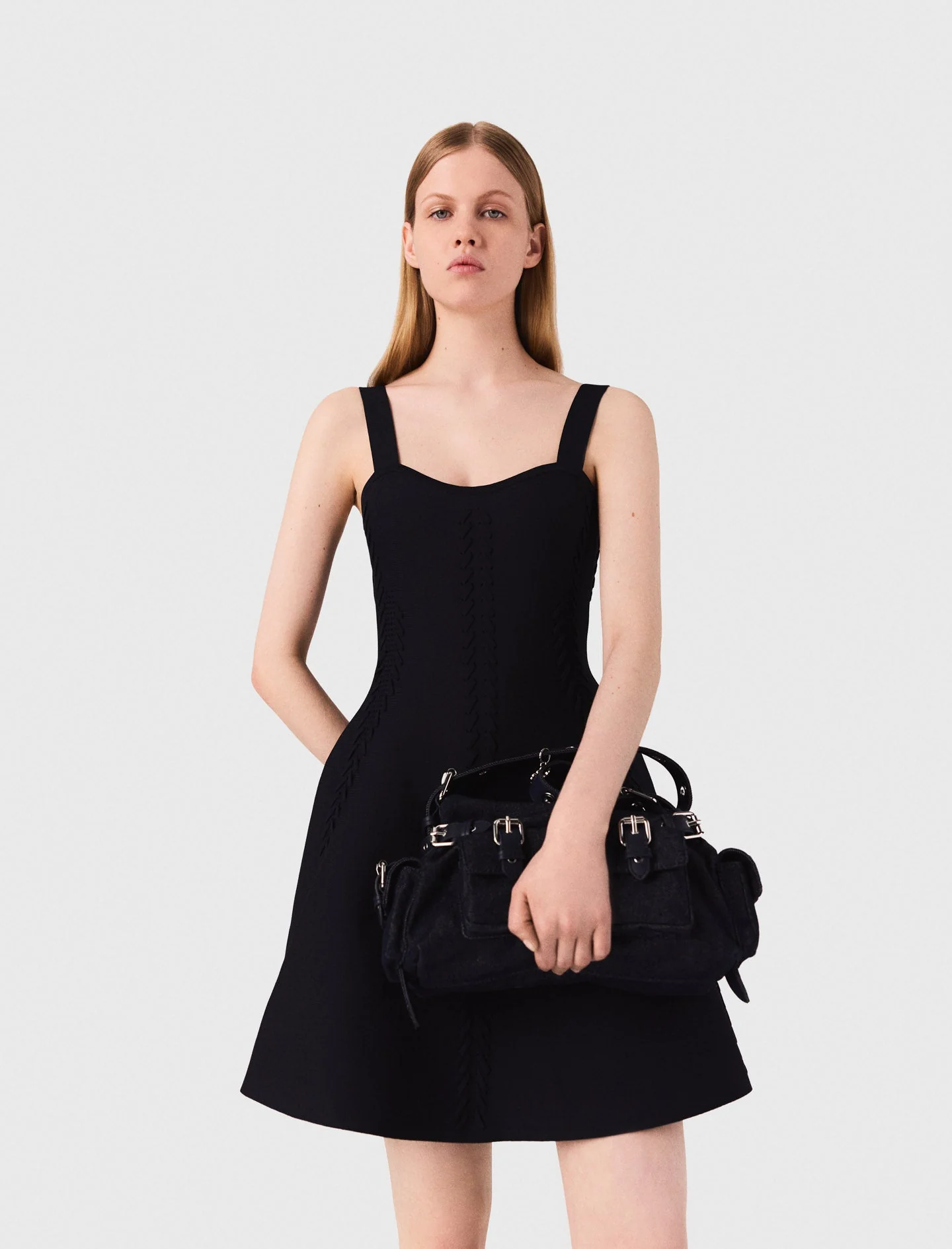 Short babydoll knit dress Navy - Image 3