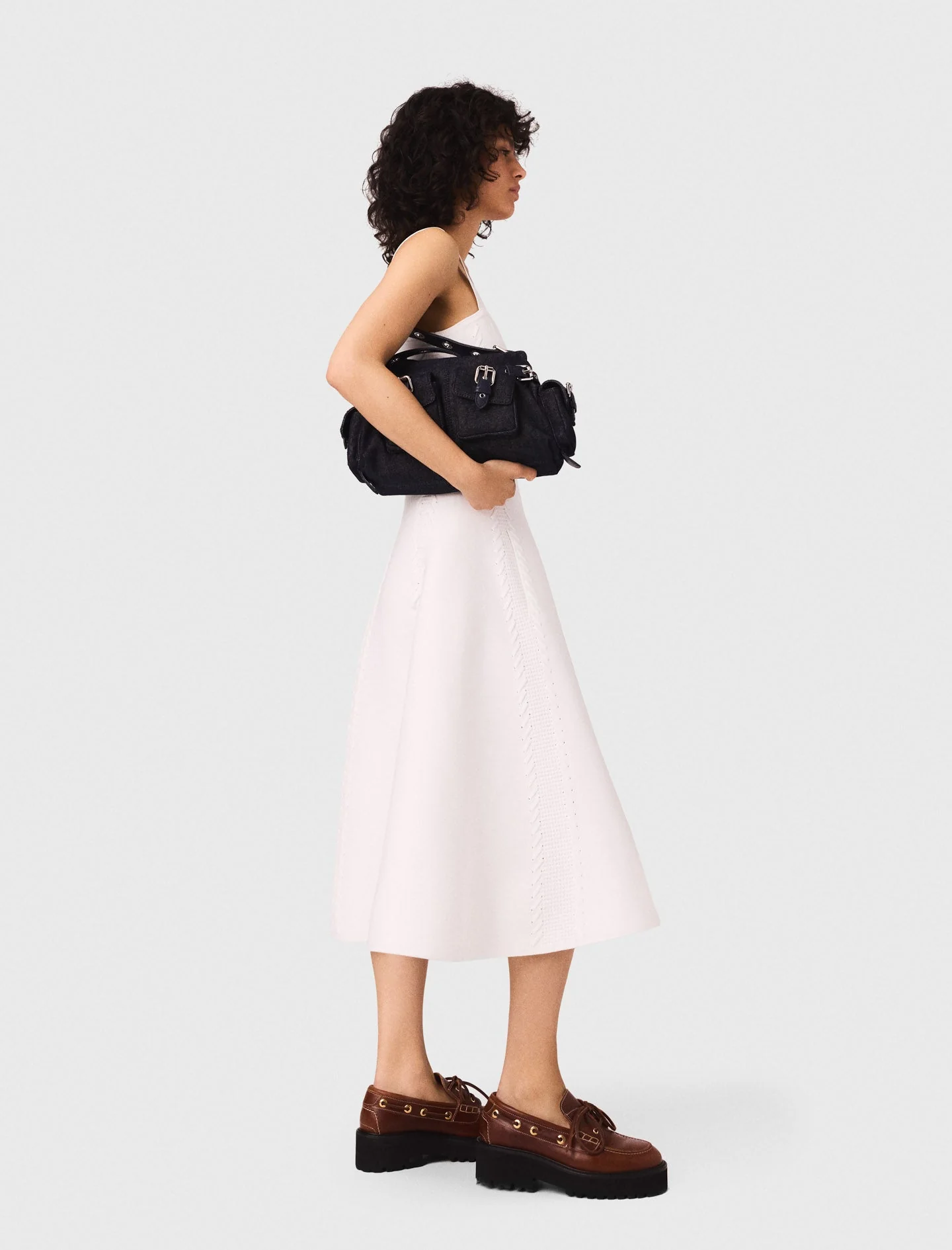 Long babydoll knit dress White - Image 4