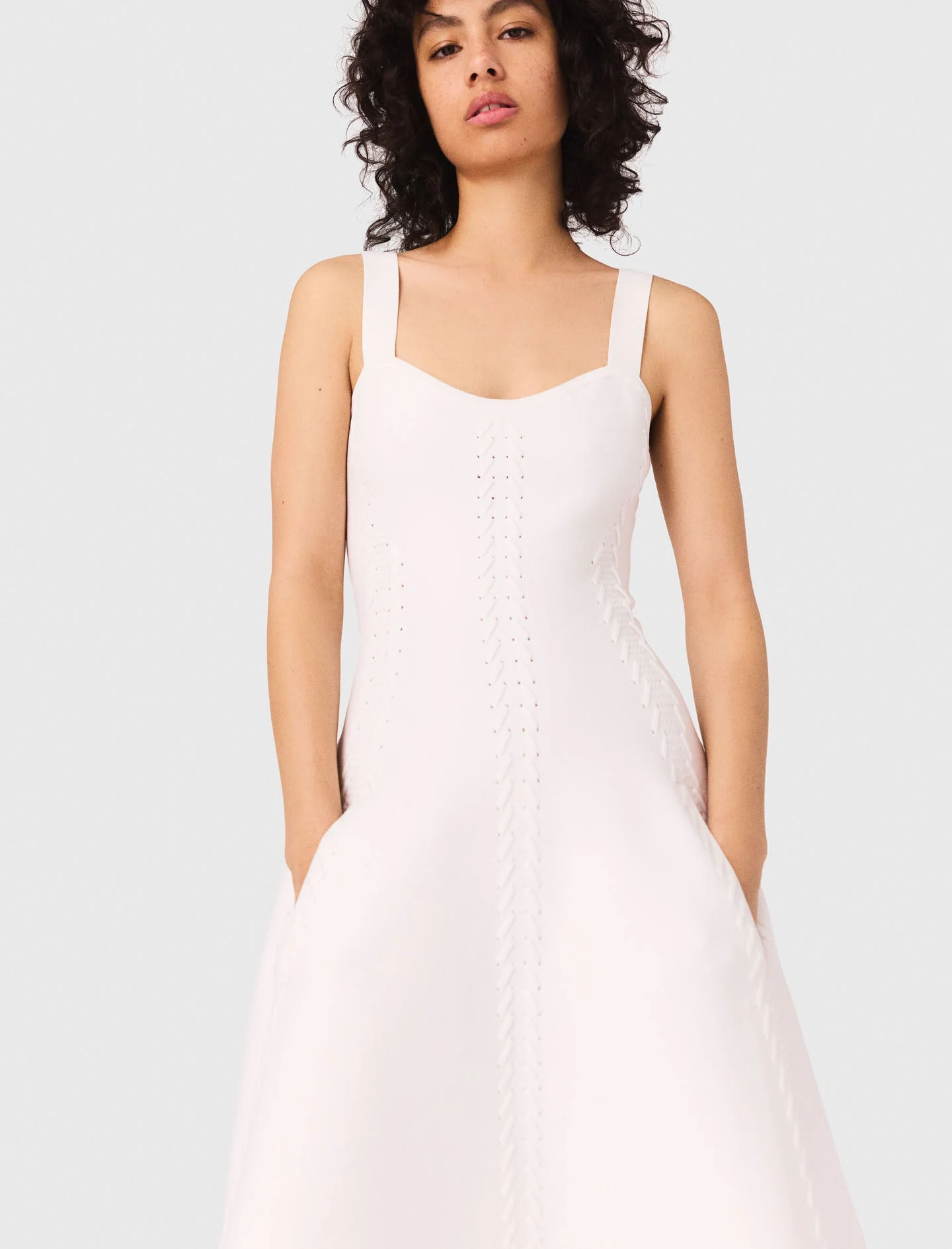 Long babydoll knit dress White - Image 5