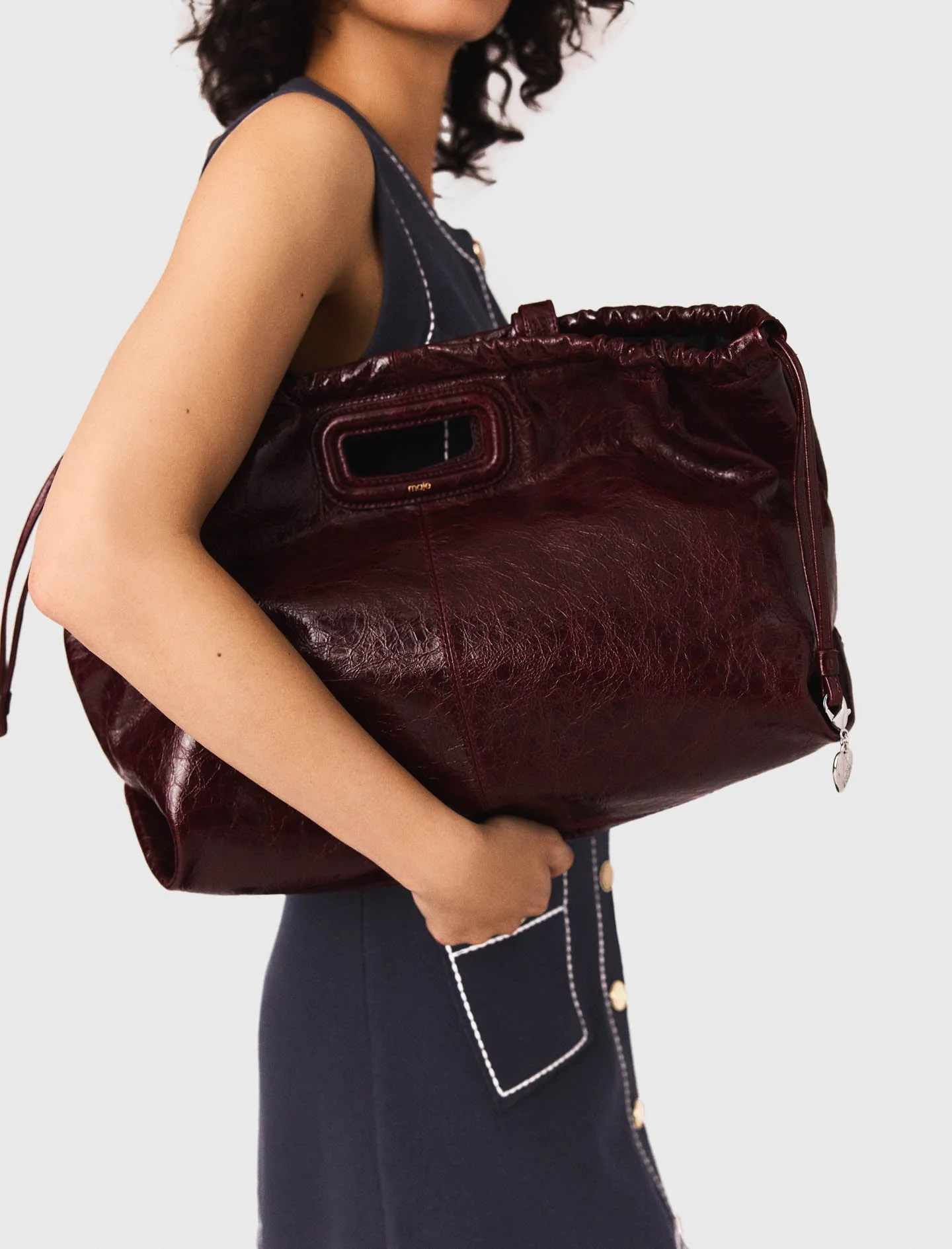 Straight denim dress in stitched knit Navy - Image 5