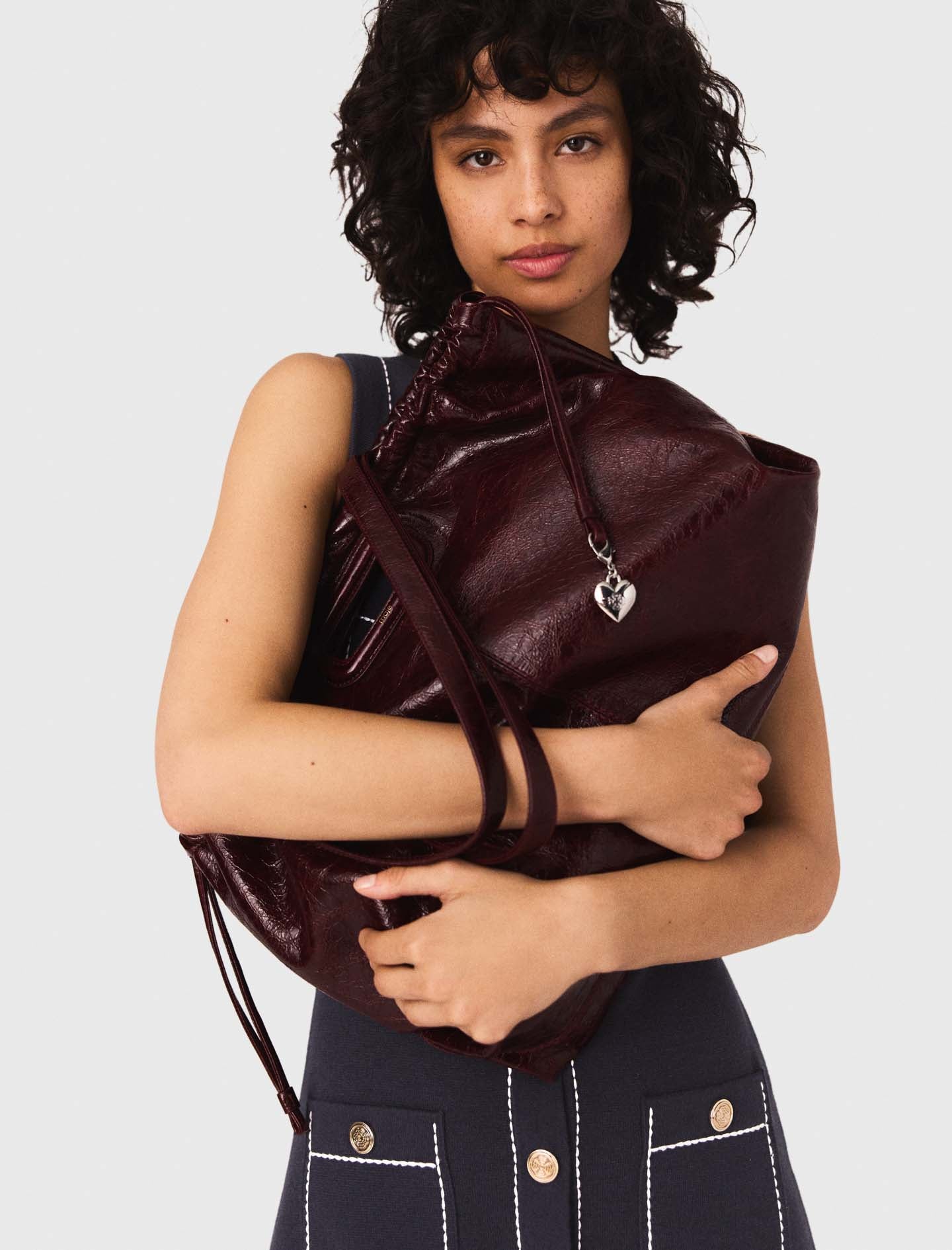 Straight denim dress in stitched knit Navy - Image 7