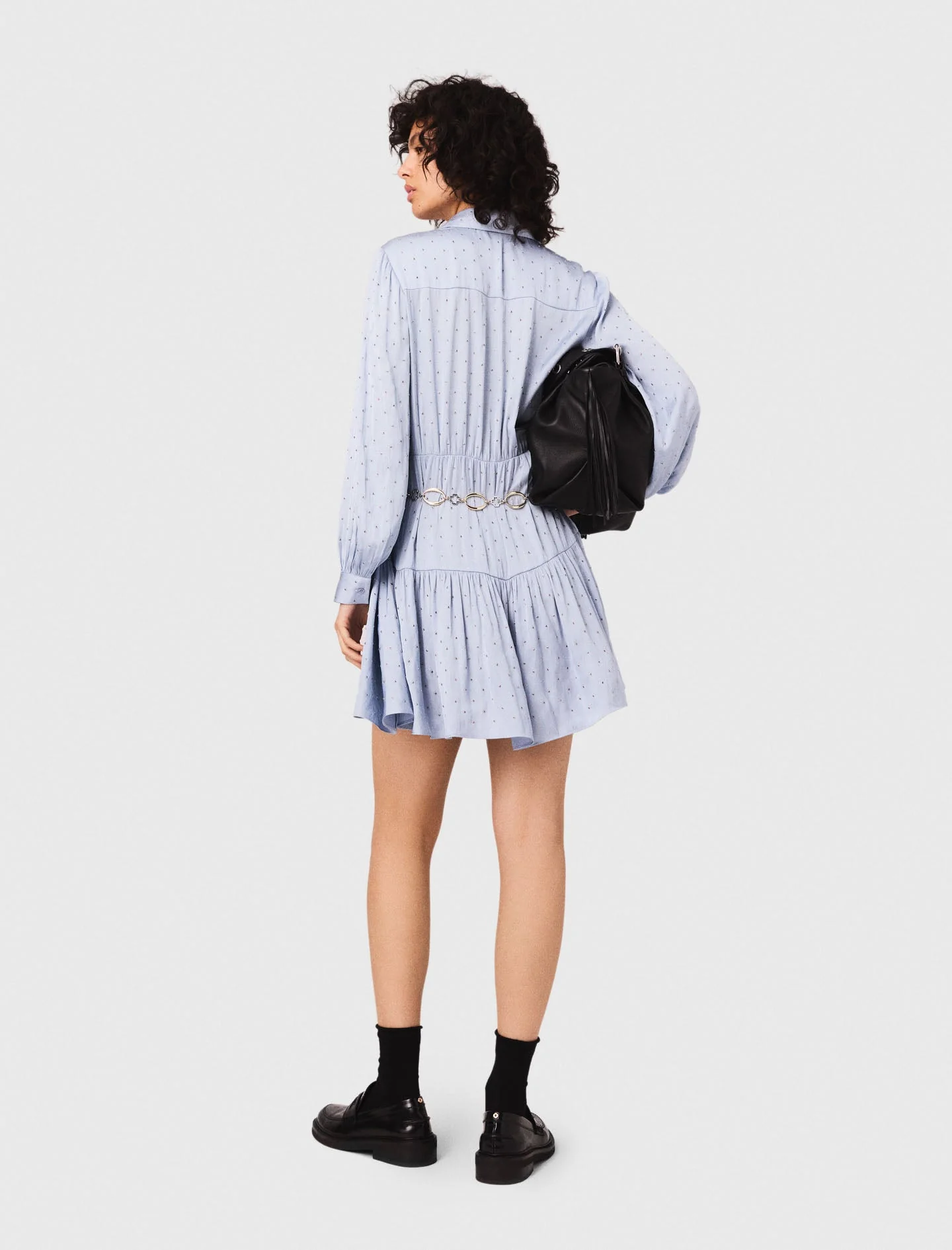 Studded flowing shirt dress Light Blue - Image 3