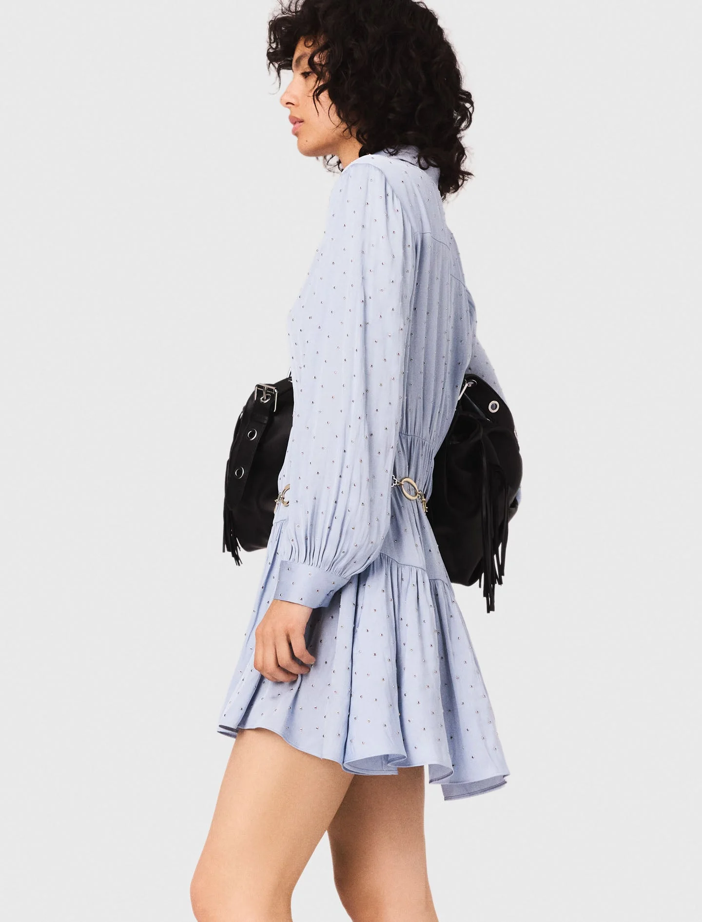 Studded flowing shirt dress Light Blue - Image 4