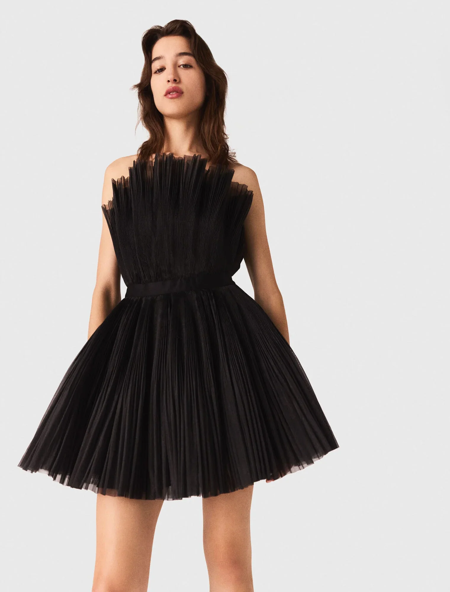 Tulle and organza bustier dress Black - Image 3
