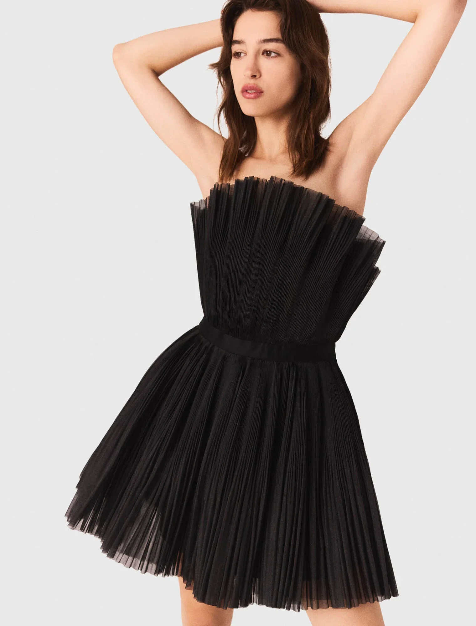 Tulle and organza bustier dress Black - Image 4