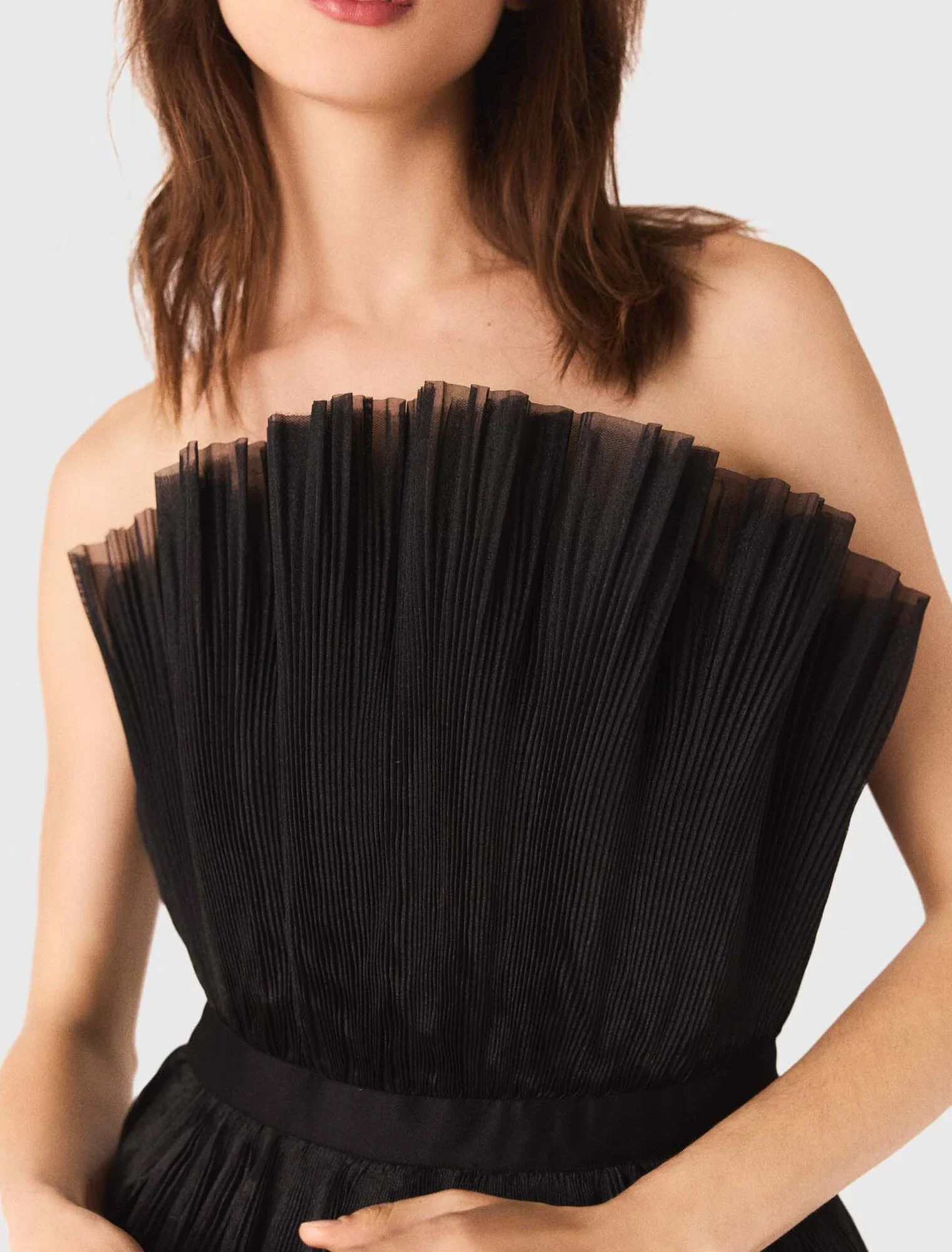 Tulle and organza bustier dress Black - Image 6