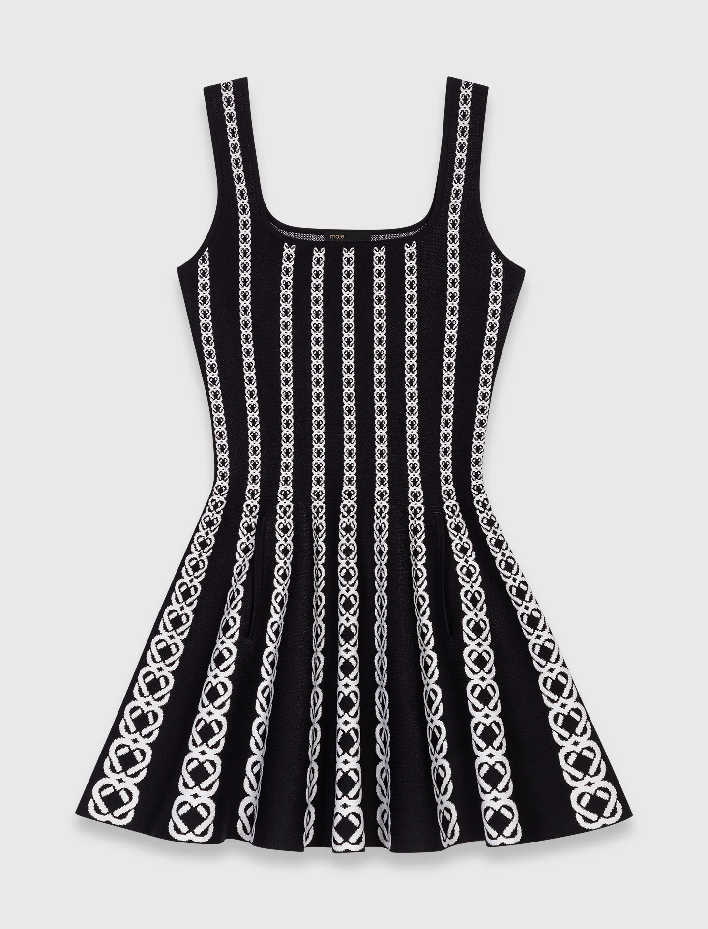 Short jacquard knit dress White / Black - Image 7