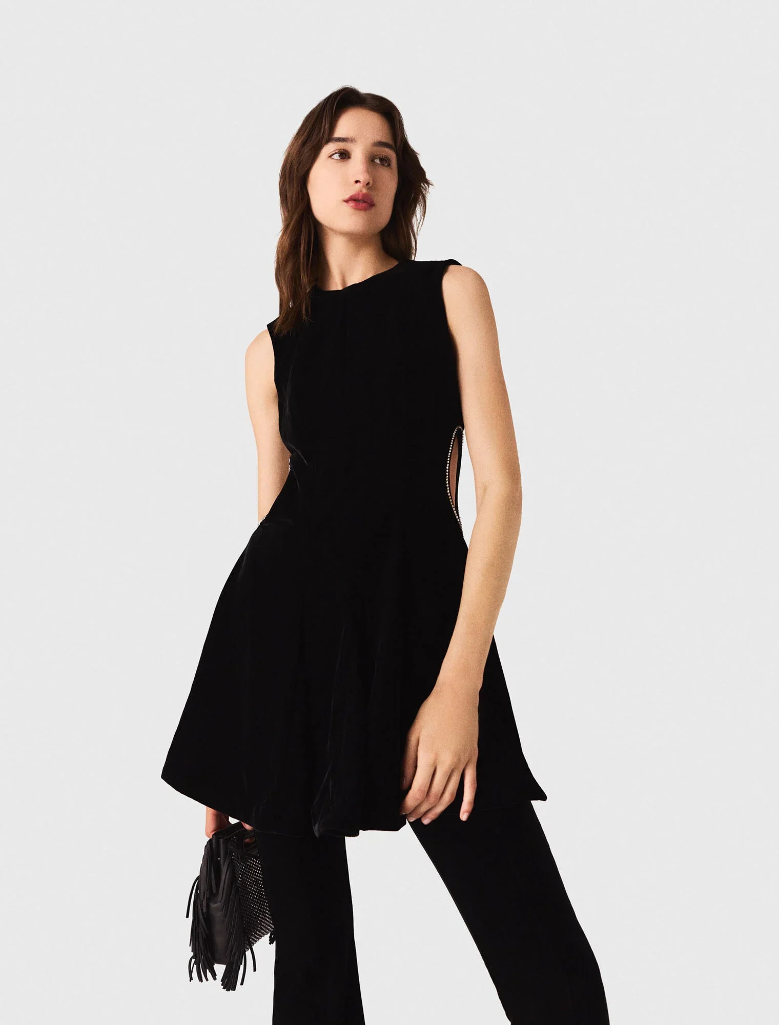 Short velvet dress Black - Image 4