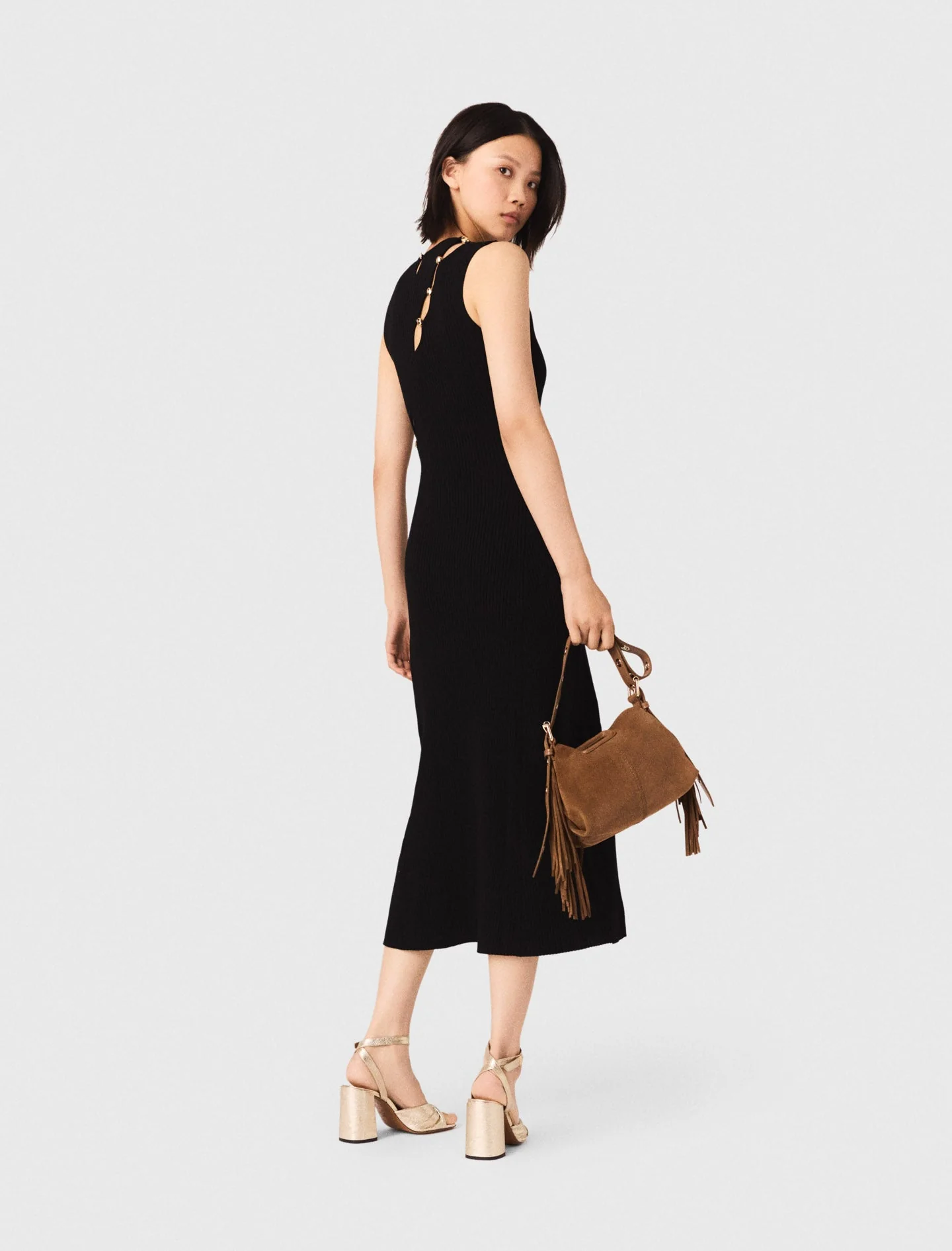 Cutaway Rib Knit Maxi Dress Black - Image 3