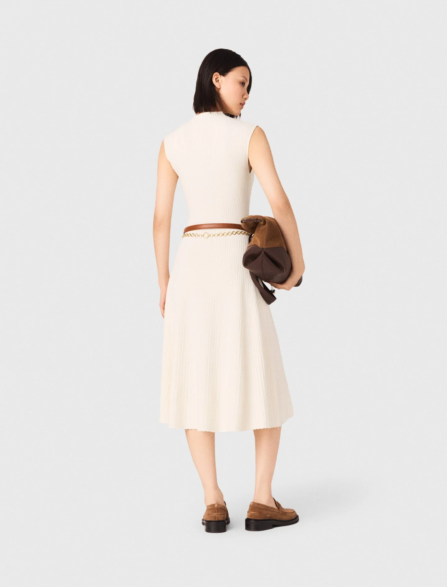 Ribbed Dress With Side Slit Ecru - Image 4