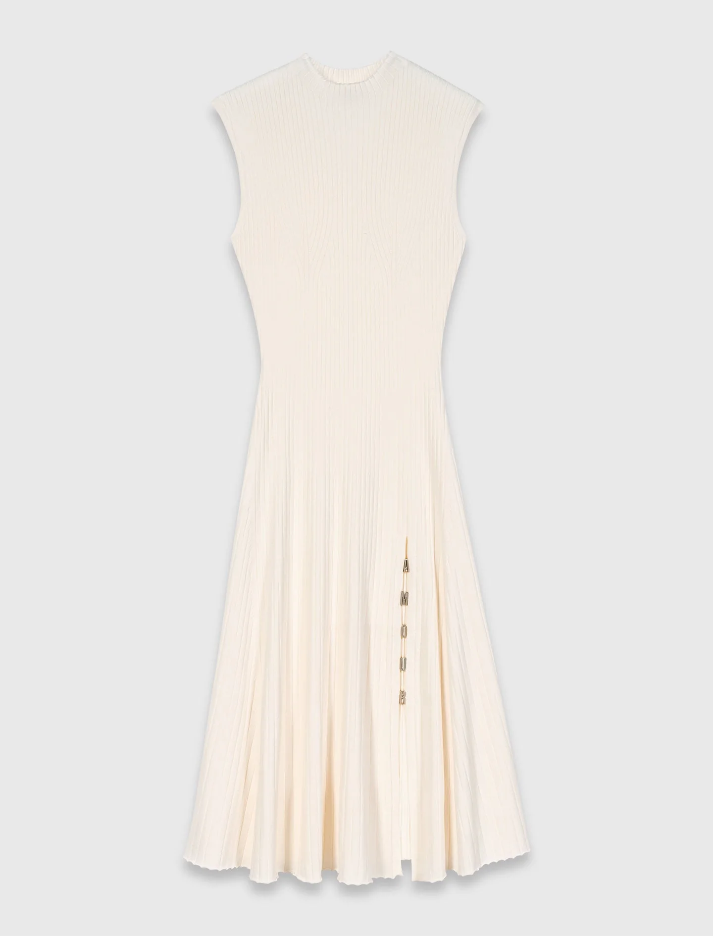 Ribbed Dress With Side Slit Ecru - Image 6
