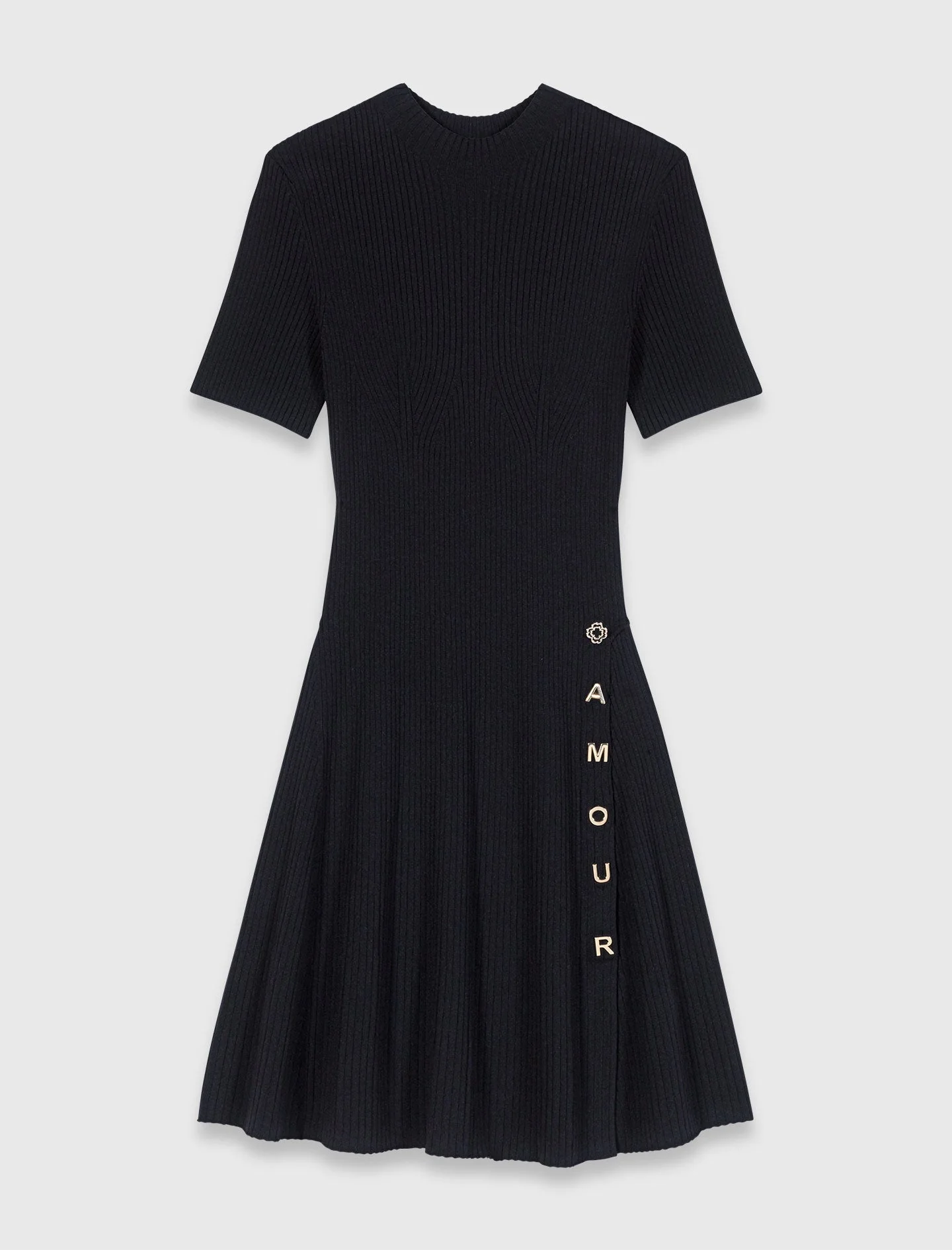 Short Knit Button Dress Black - Image 8