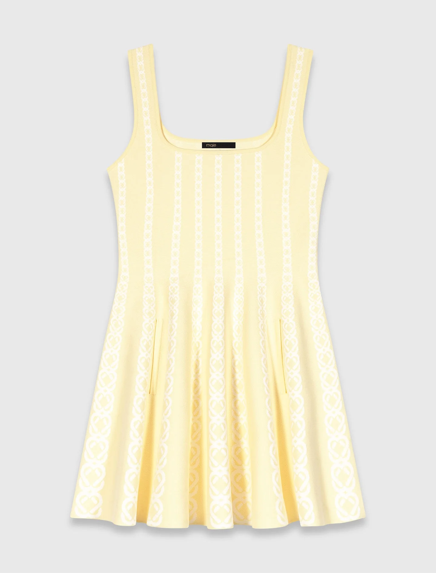 Jacquard Knit Short Dress Pale Yellow - Image 7