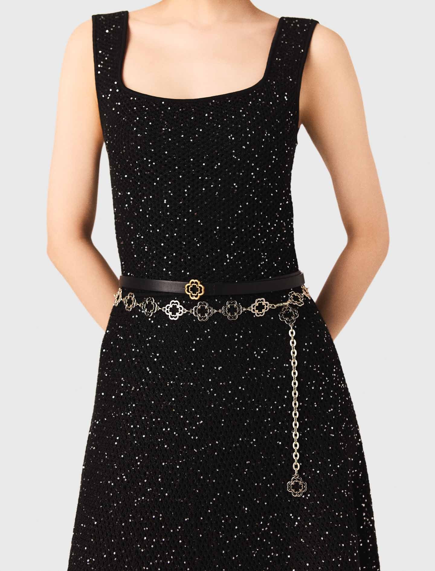 Rhinestone Knit Maxi Dress Black - Image 4