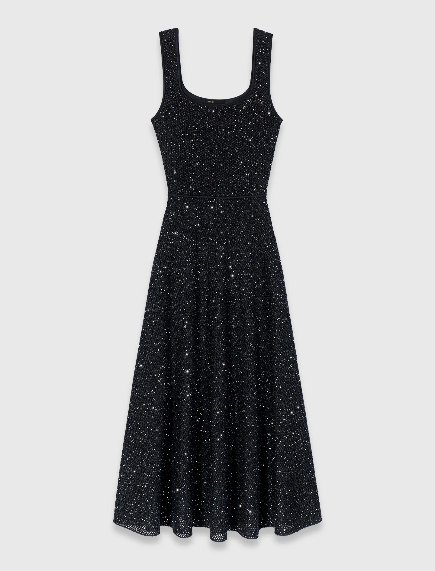 Rhinestone Knit Maxi Dress Black - Image 6