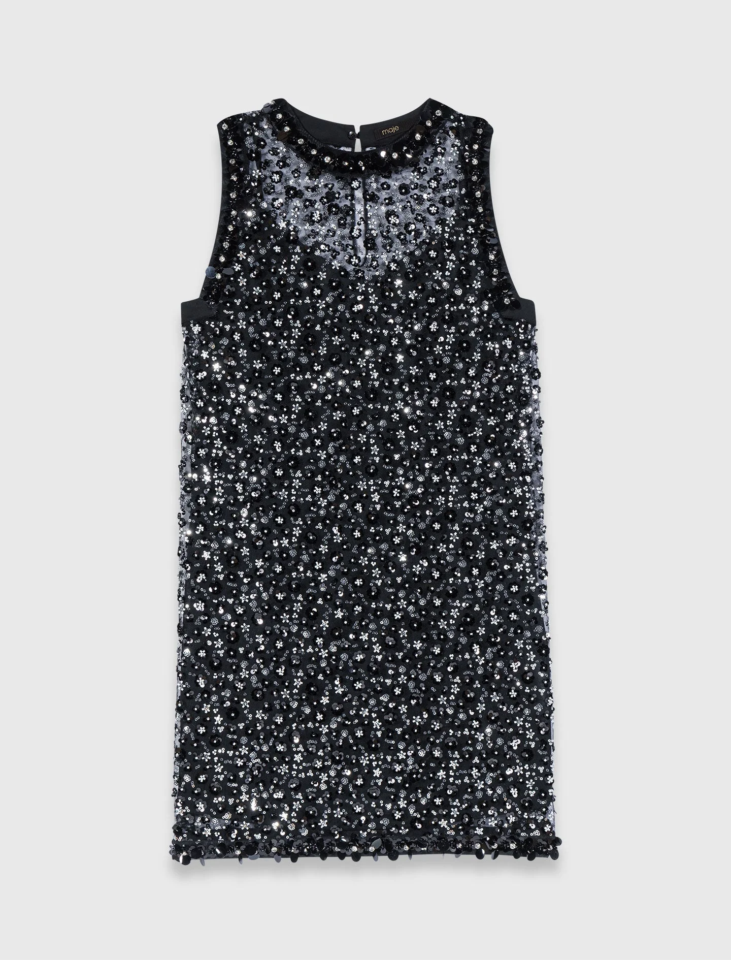 Rhinestone Floral Dress Black - Image 8