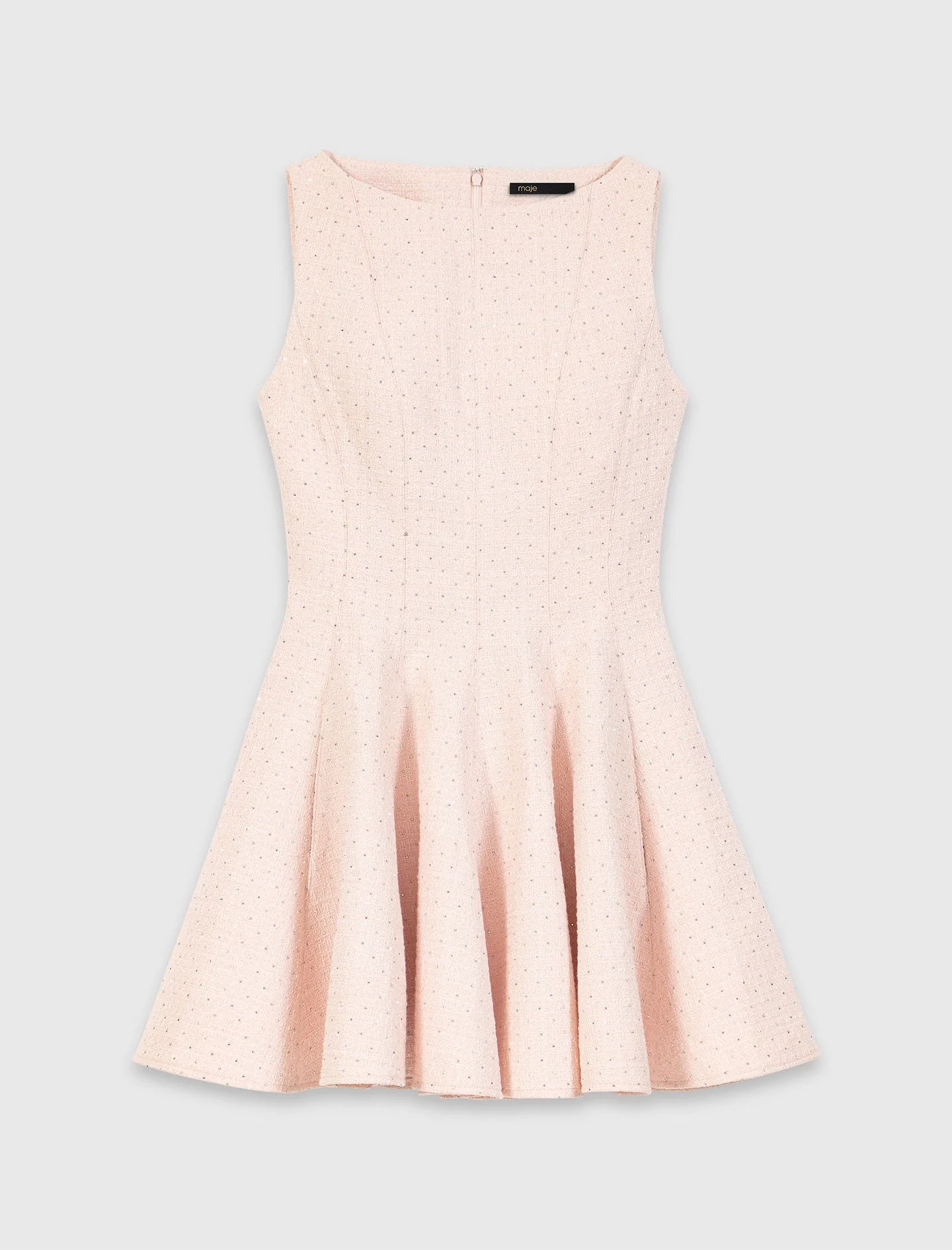 Short Flared Tweed Dress Pink - Image 7