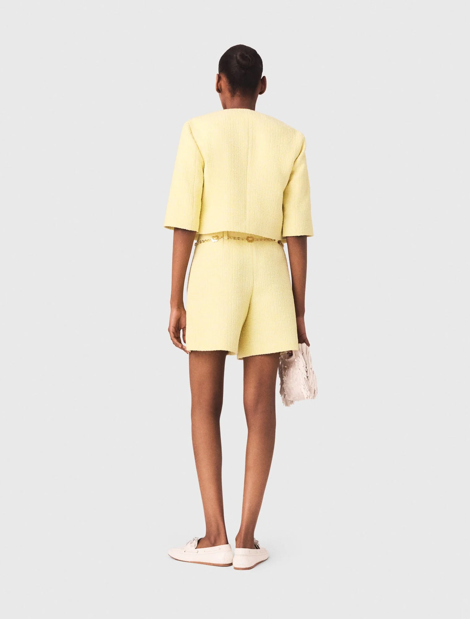 Tweed Shorts Pale Yellow - Image 3