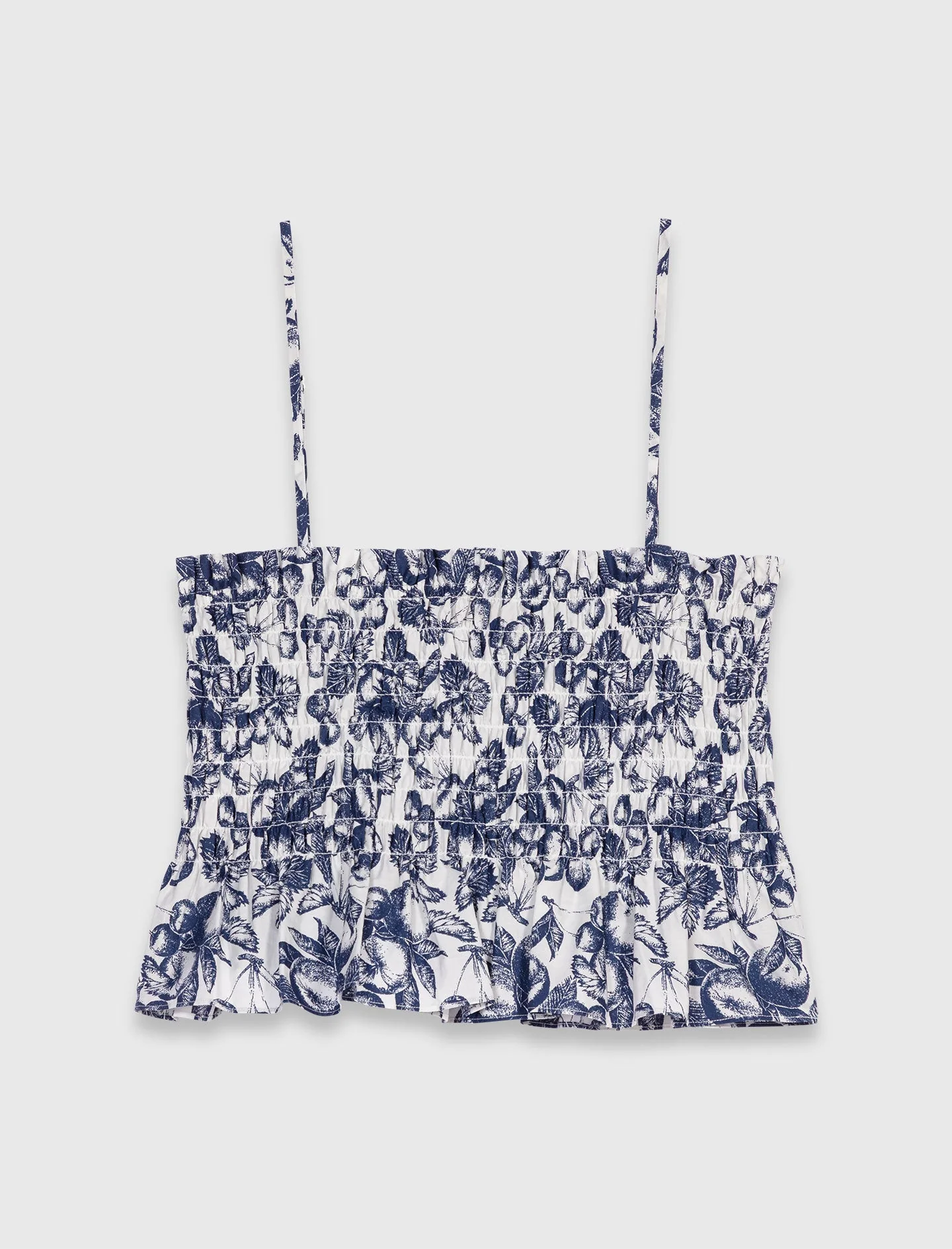 Printed smocked top Blue Fruits Print - Image 7