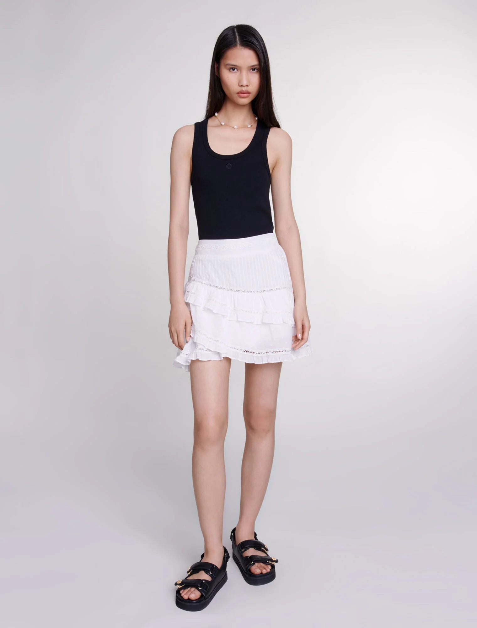 Rib knit tank top Black - Image 11