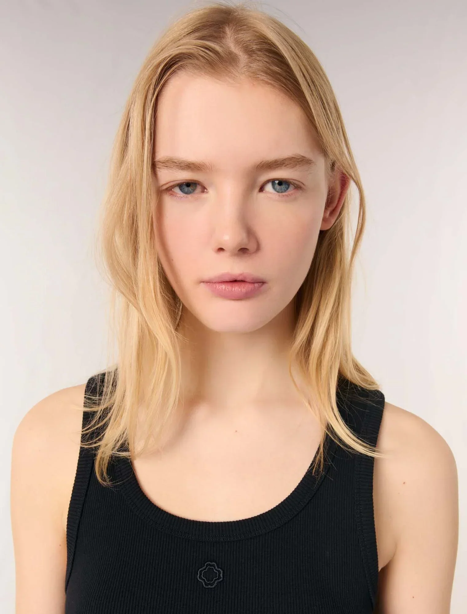 Rib knit tank top Black - Image 5