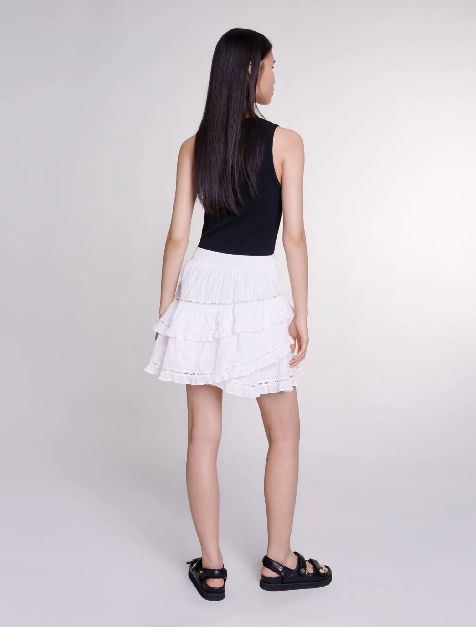 Rib knit tank top Black - Image 9