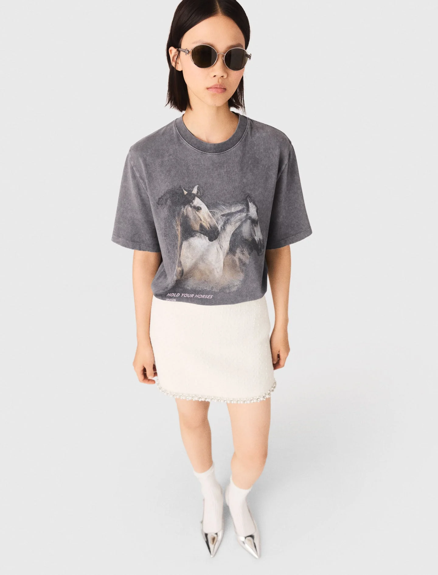 Horse Print T-Shirt Grey - Image 4