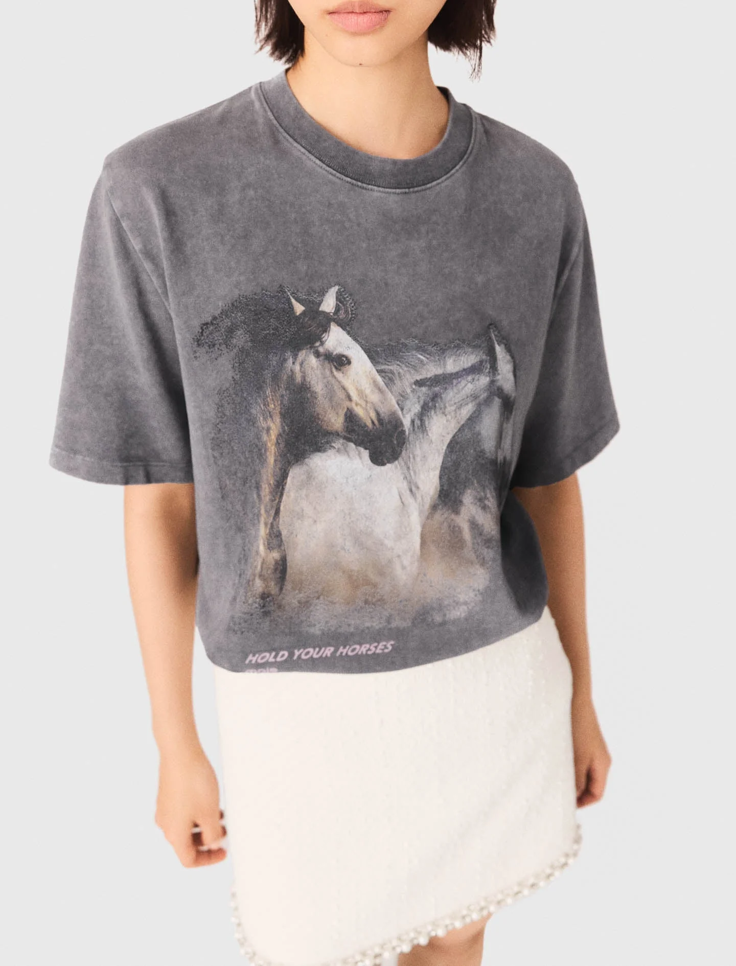 Horse Print T-Shirt Grey - Image 5