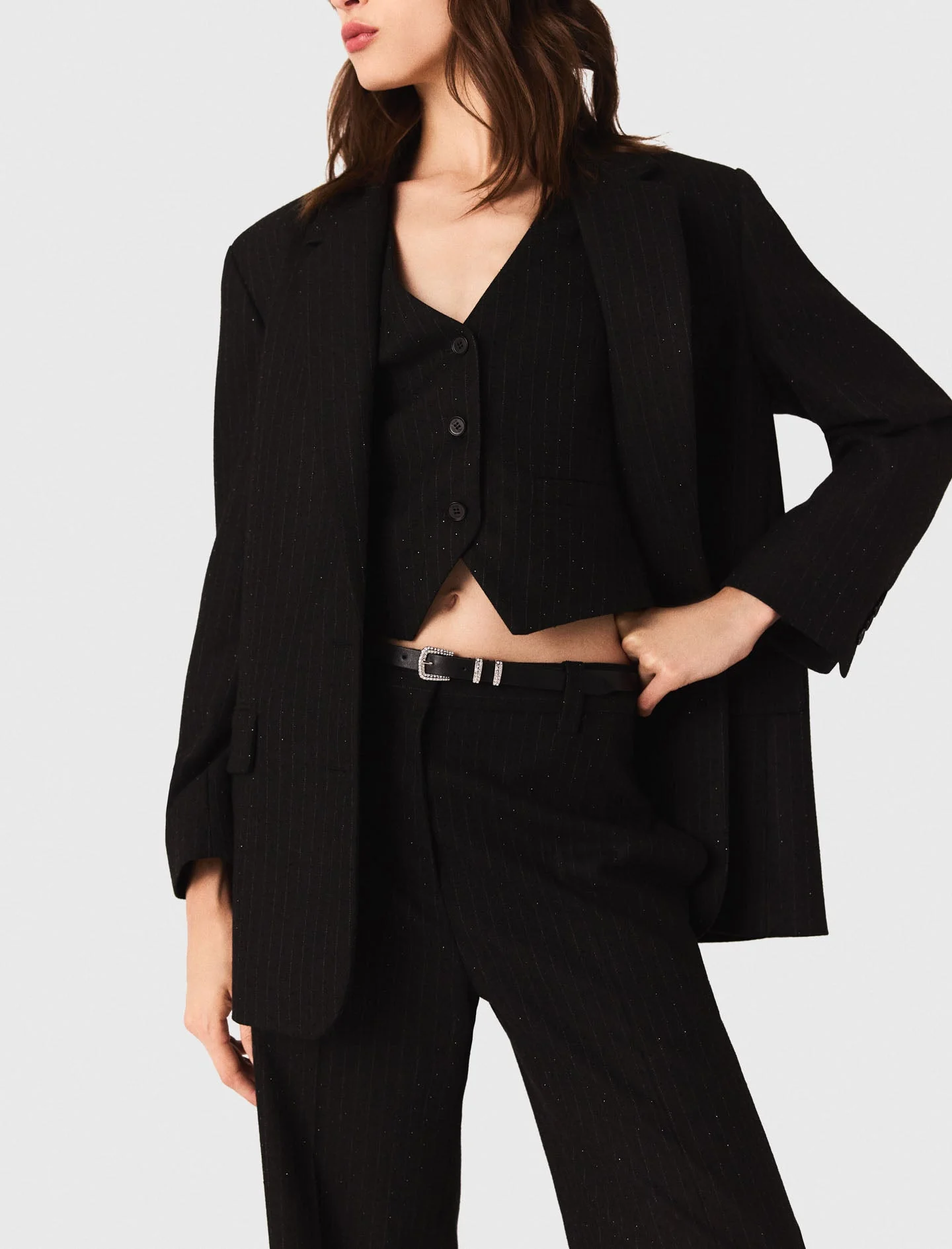Rhinestone suit jacket Black - Image 3
