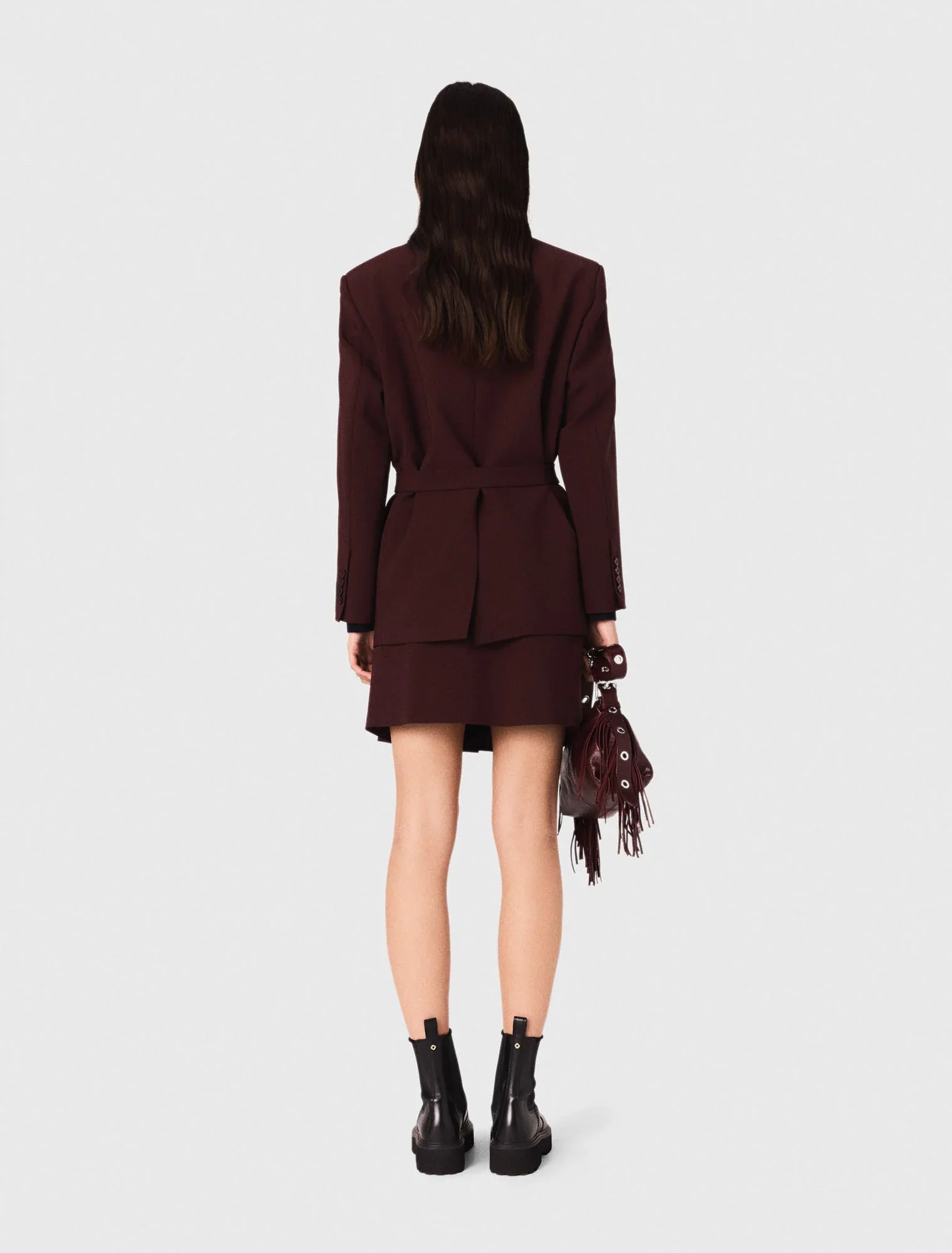Belted suit jacket Burgundy - Image 3