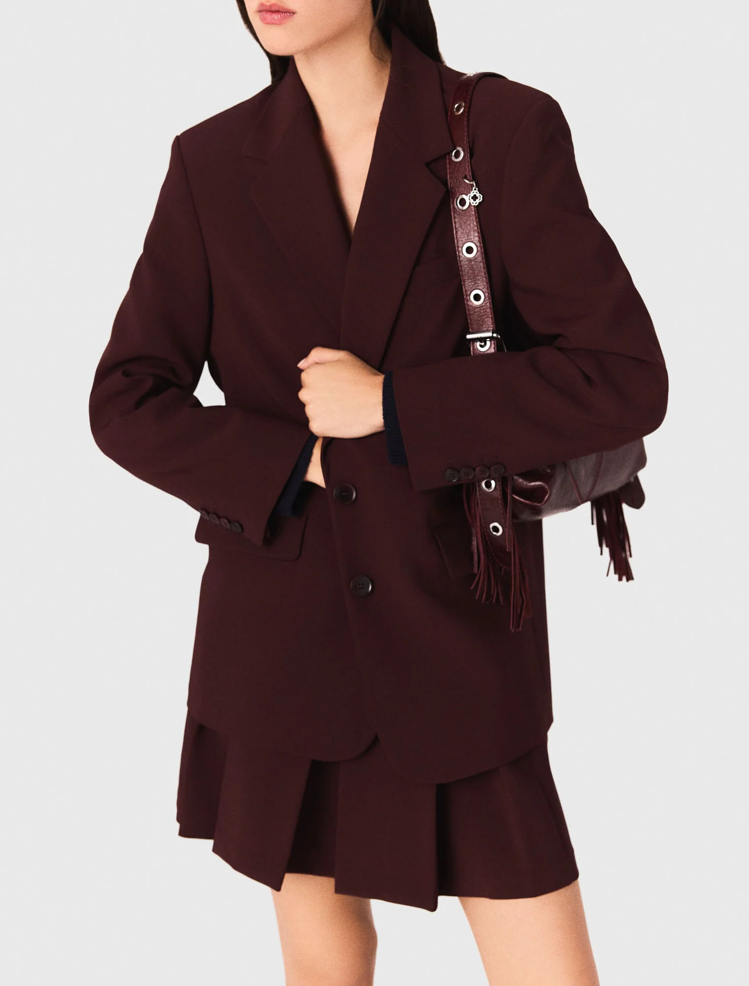 Belted suit jacket Burgundy - Image 4